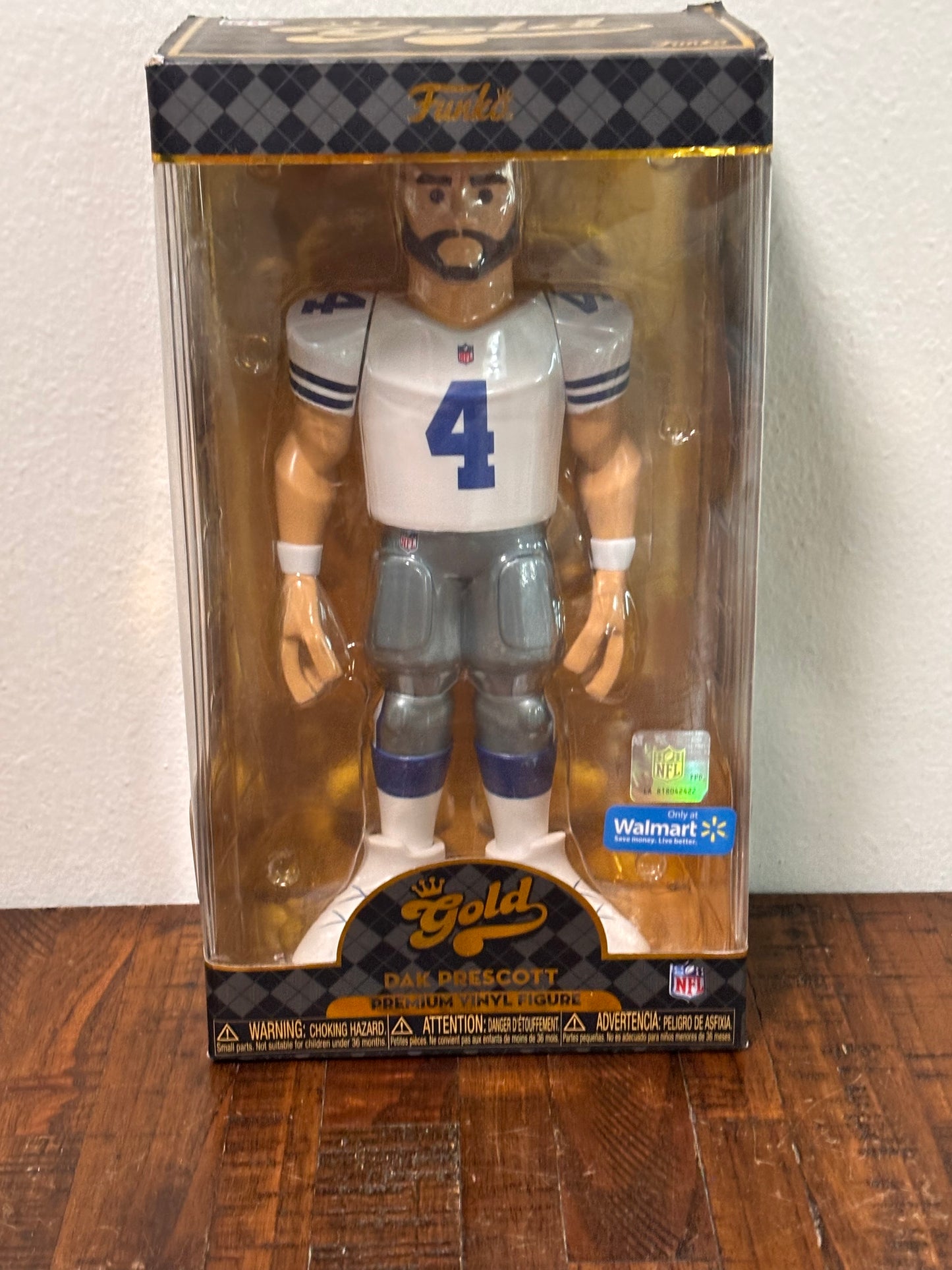 New Funko Pop Premium Gold 12”- Dak Prescott Gold White Jersey Walmart Cowboys