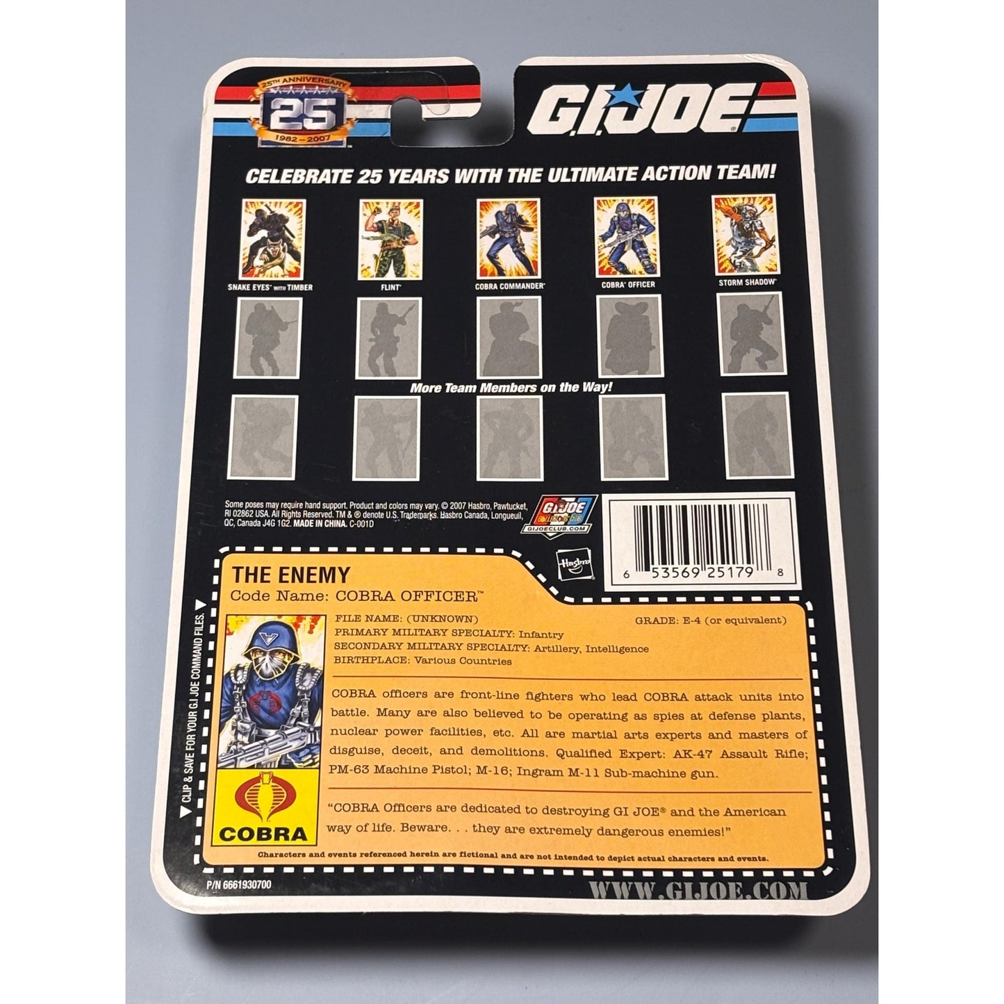 2007 GI-Joe 25th Anniversary Cobra Officer 3.75-inch Hasbro Figure Silver Foil