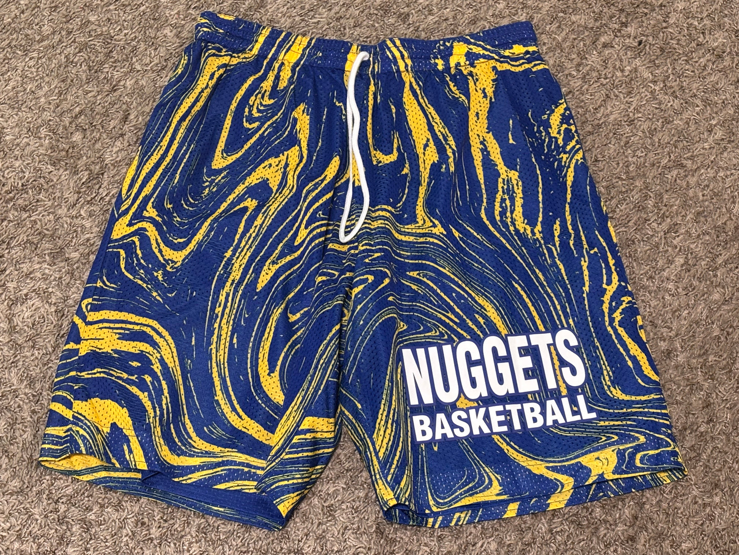Denver Nuggets Mitchell & Ness 1991/92 Retro Reversible Shorts Blue Gold Rainbow Men’s Large L New NWOT