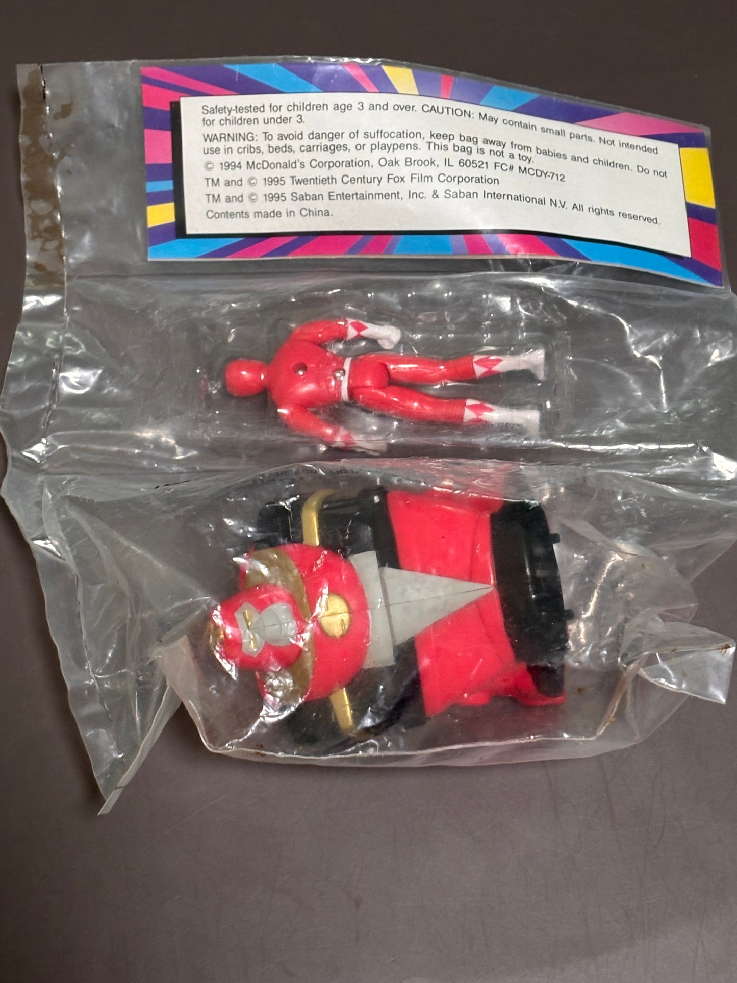 Mighty Morphin Power Rangers The Movie 1995 McDonalds Red Ranger w/Ape New