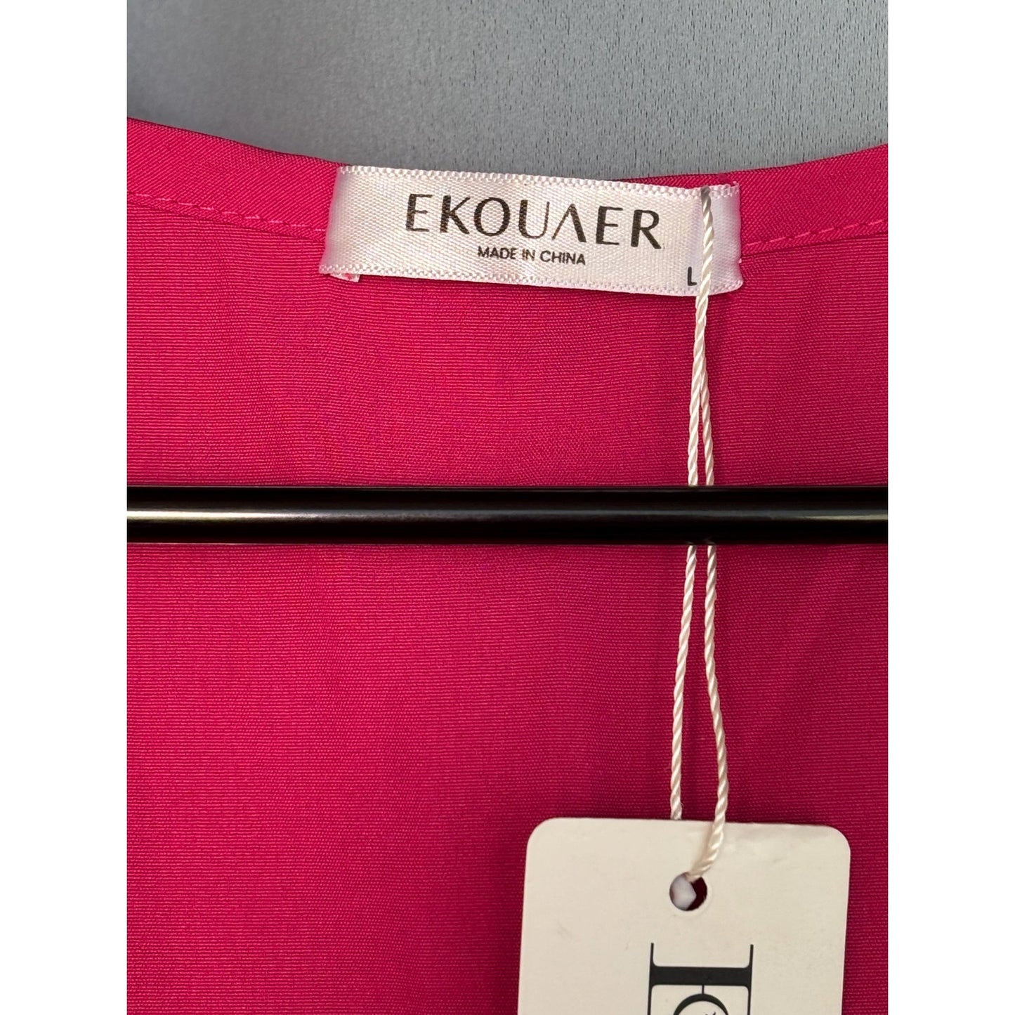 Ekouaer Womens Swimsuit Coverup V Neck Beach Bathing Tie Waist Dress Pink L NWT