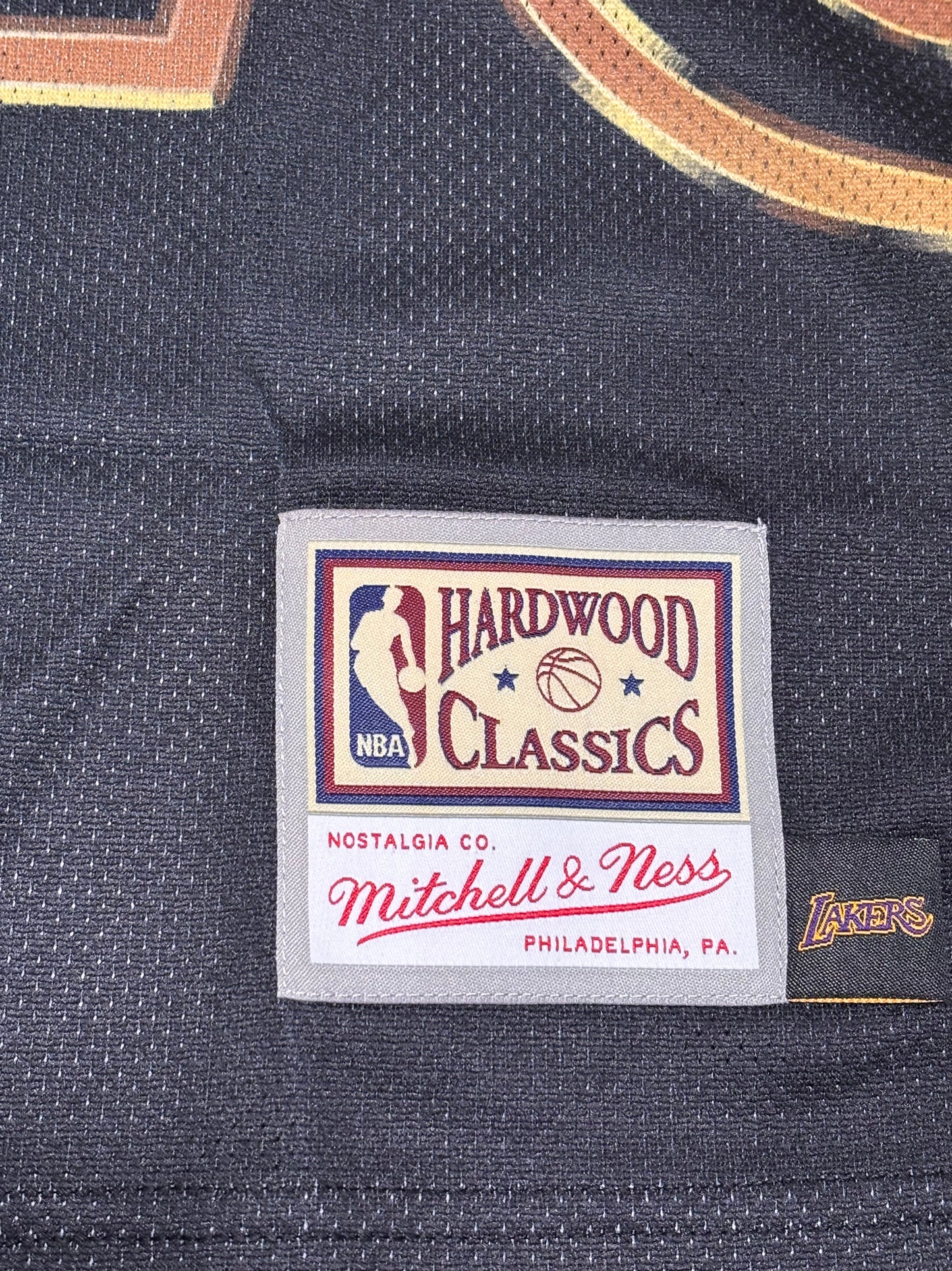 Los Angeles LA Lakers Mitchell & Ness NBA Retro HWC Hardwood Classic Big Face 4.0 Shirt Jersey Tank Top Black Gold Men’s Large L New NWOT