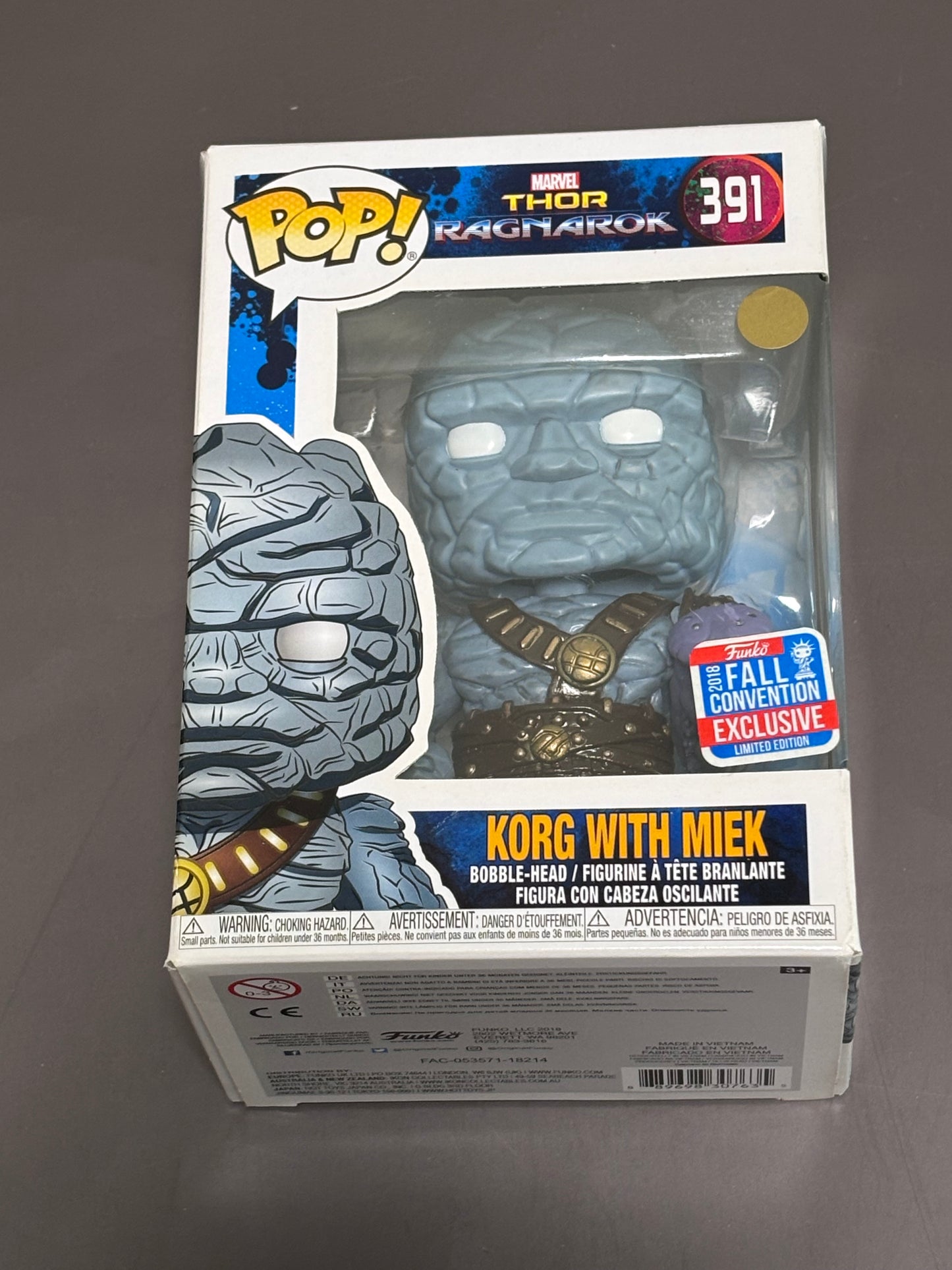 Funko Pop! Korg with Miek 391 Convention Exclusive Thor Ragnarok Marvel Comics
