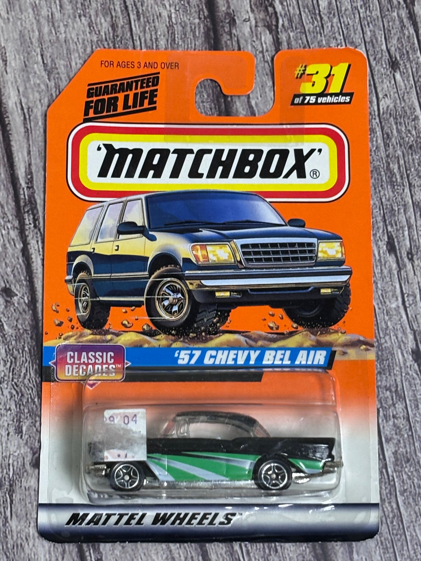 1998 Matchbox black '57 Chevy Bel Air 31/75 Classic Decades 1:64 Scale New