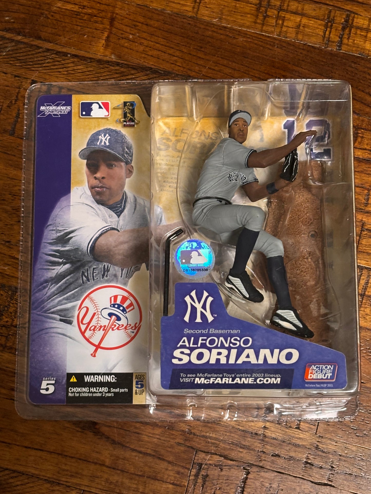McFarlane Sports Pick MLB Baseball New York Yankees NYY Action Figure Series 5 2003 Alfonso Soriano Grey Gray Jersey New