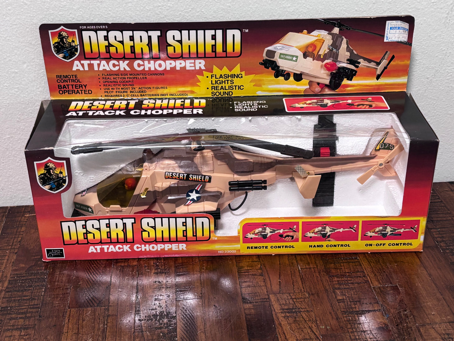Remote Control Attack Chopper Desert Shield 1990 DSI Vintage Toy New Army Military