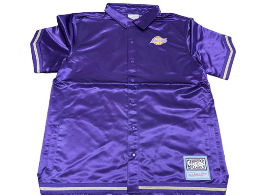 Los Angeles LA Lakers Mitchell & Ness HWC Hardwood Classic Chinese New Year 4.0 Full-Snap Shooting Shirt Purple Mens Large L New NWOT