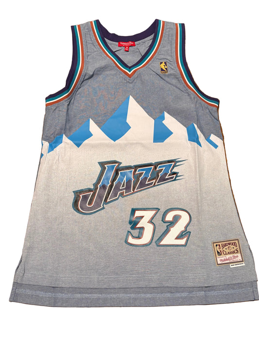 Karl Malone Utah Jazz Mitchell & Ness NBA Retro Hardwood Classic HWC Swingman Denim Proto Jersey Shirt Women’s Blue Medium M New NWOT