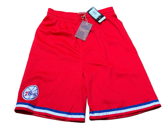 Philadelphia 76ers Mitchell & Ness NBA Retro Hardwood Classic HWC Swingman 2002-03 Team Logo Red Shorts Youth Kids XL Xtra Large 18-20 New NWT