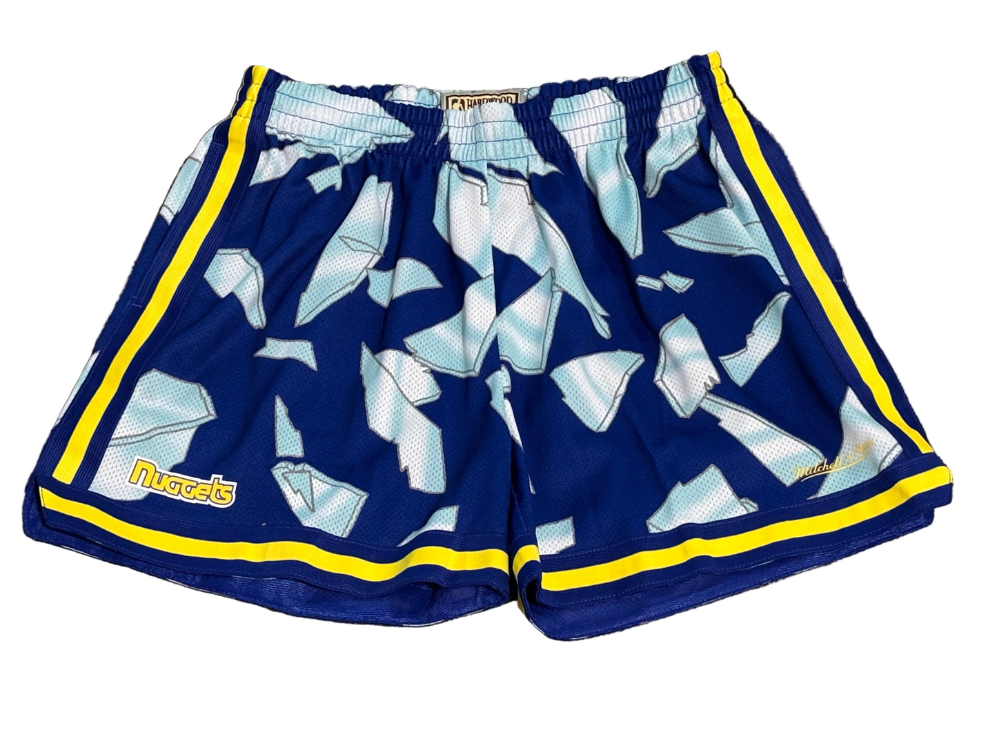 Denver Nuggets Mitchell & Ness Retro Blue Big Face Rim Glass Breaking Hardwood Classic Shorts Mens Medium M New NWOT