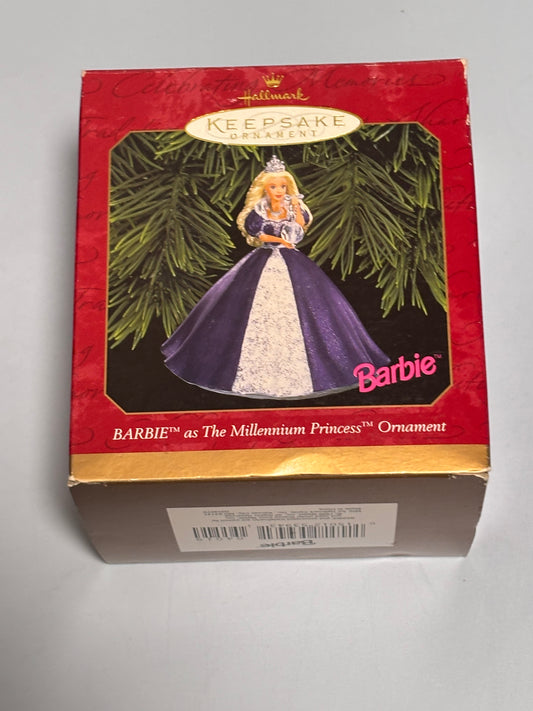 Hallmark Keepsake Ornaments Barbie As The Millenium Princess Dated 1999 Purple