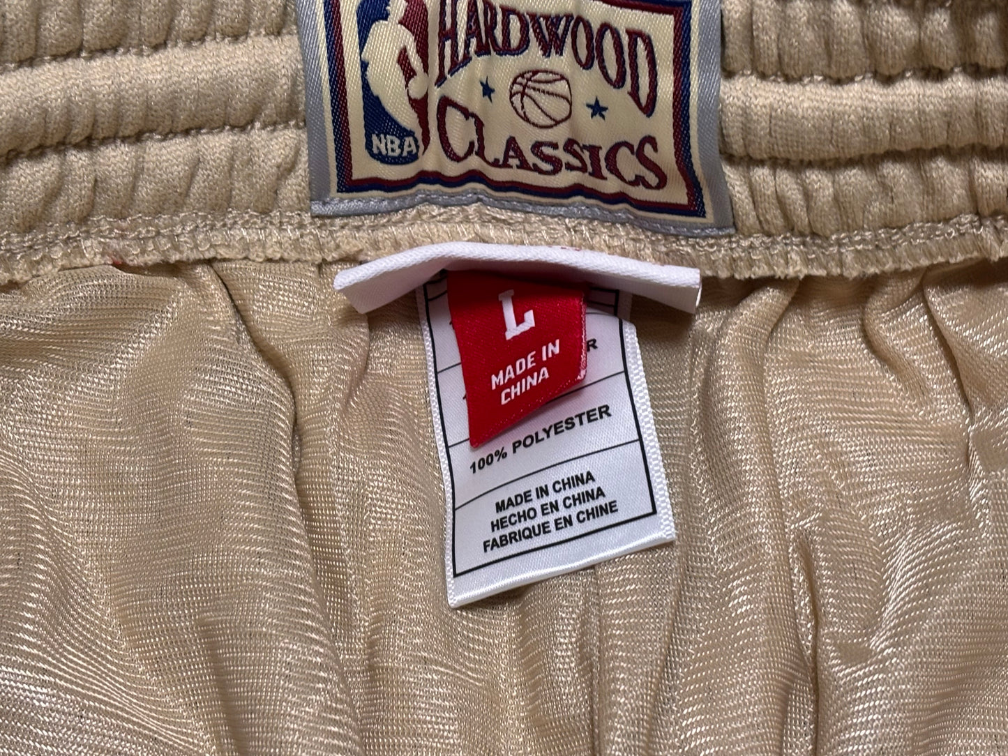Los Angeles LA Lakers Mitchell & Ness NBA Retro HWC Hardwood Classic Swingman 1996-97 Shorts Cream Khaki Men’s Large L New NWOT