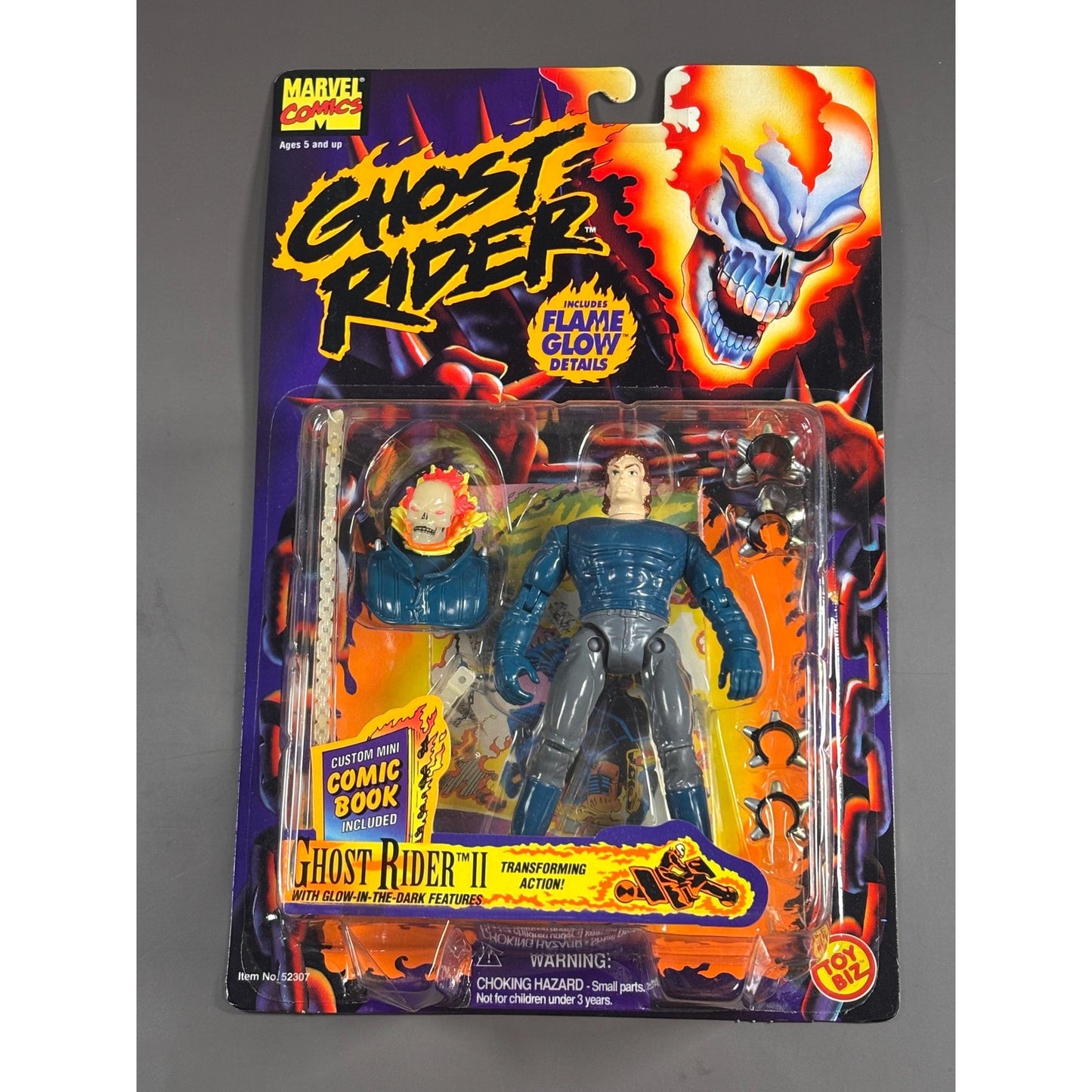 1995 Marvel Comics Toy Biz Ghost Rider II with Glow In The Dark Features Vintage