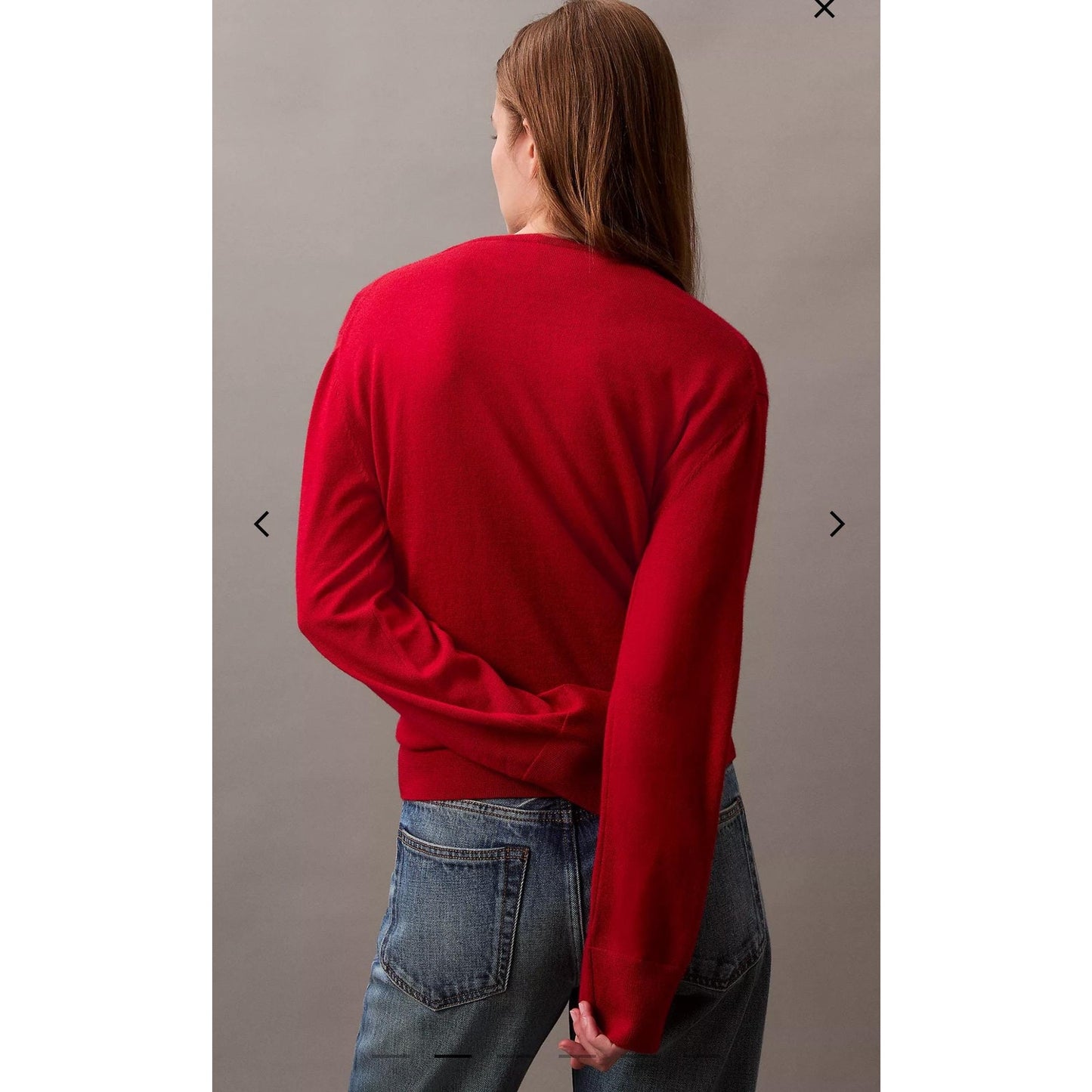 Calvin Klein Scarlet Extra Fine Merino Blend V-Neck Sweater NWT XL