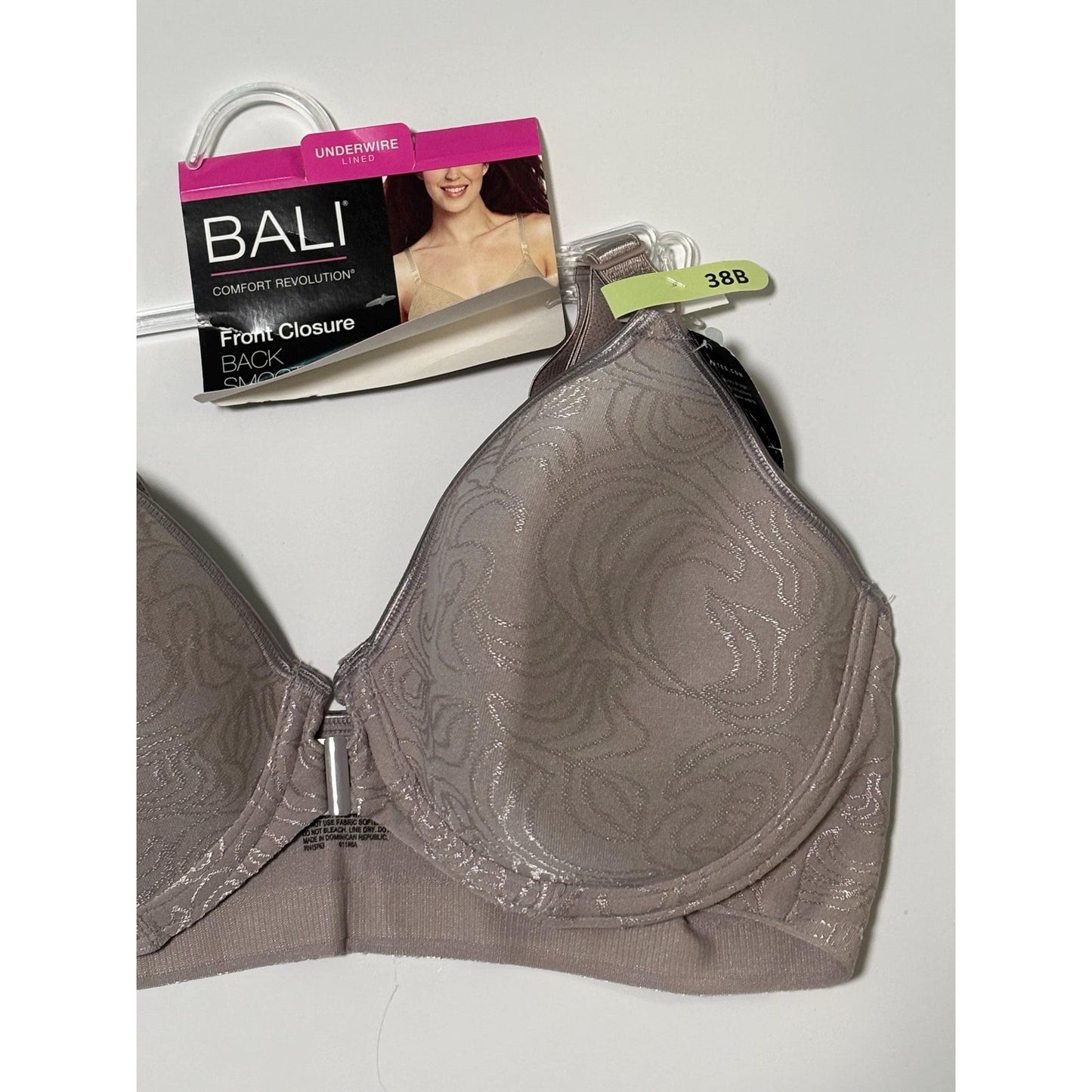 Bali bra Front Closure 38B underwire style 3P66 Comfort warm steel NWT
