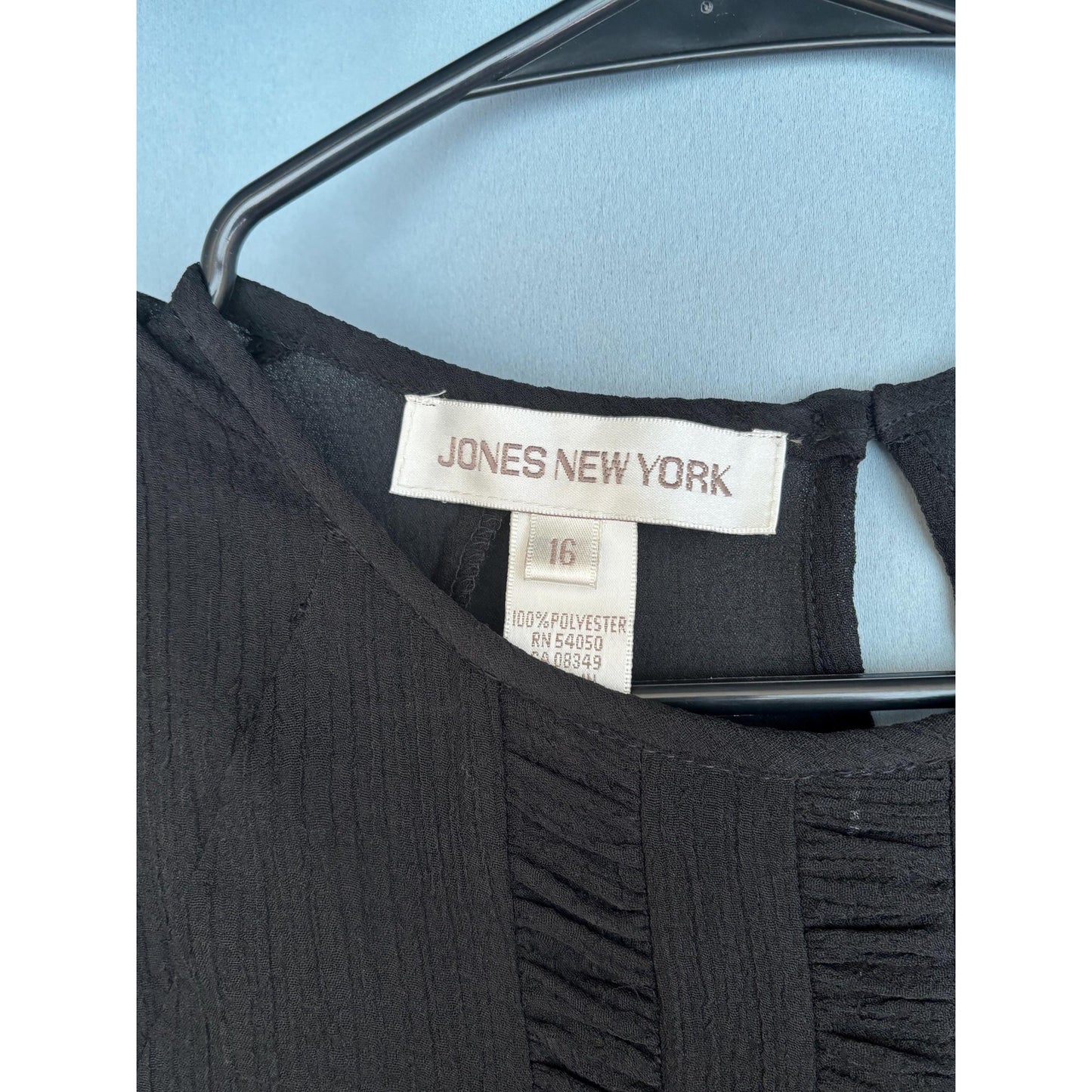 Jones New York Gotham Jet black sleeveless knit blouse shirt 16 NWT