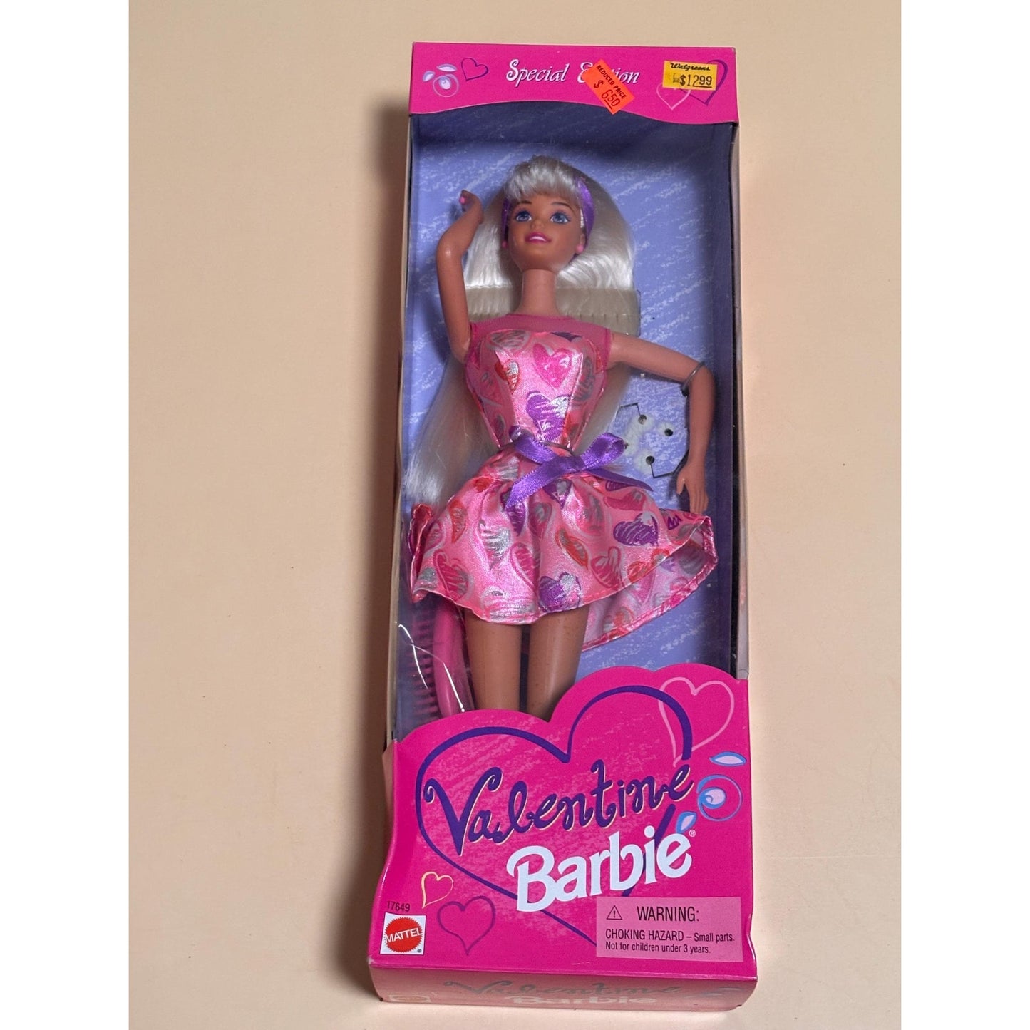 Mattel 1997 Special Edition Valentine Blonde Barbie Doll In Box - 17649