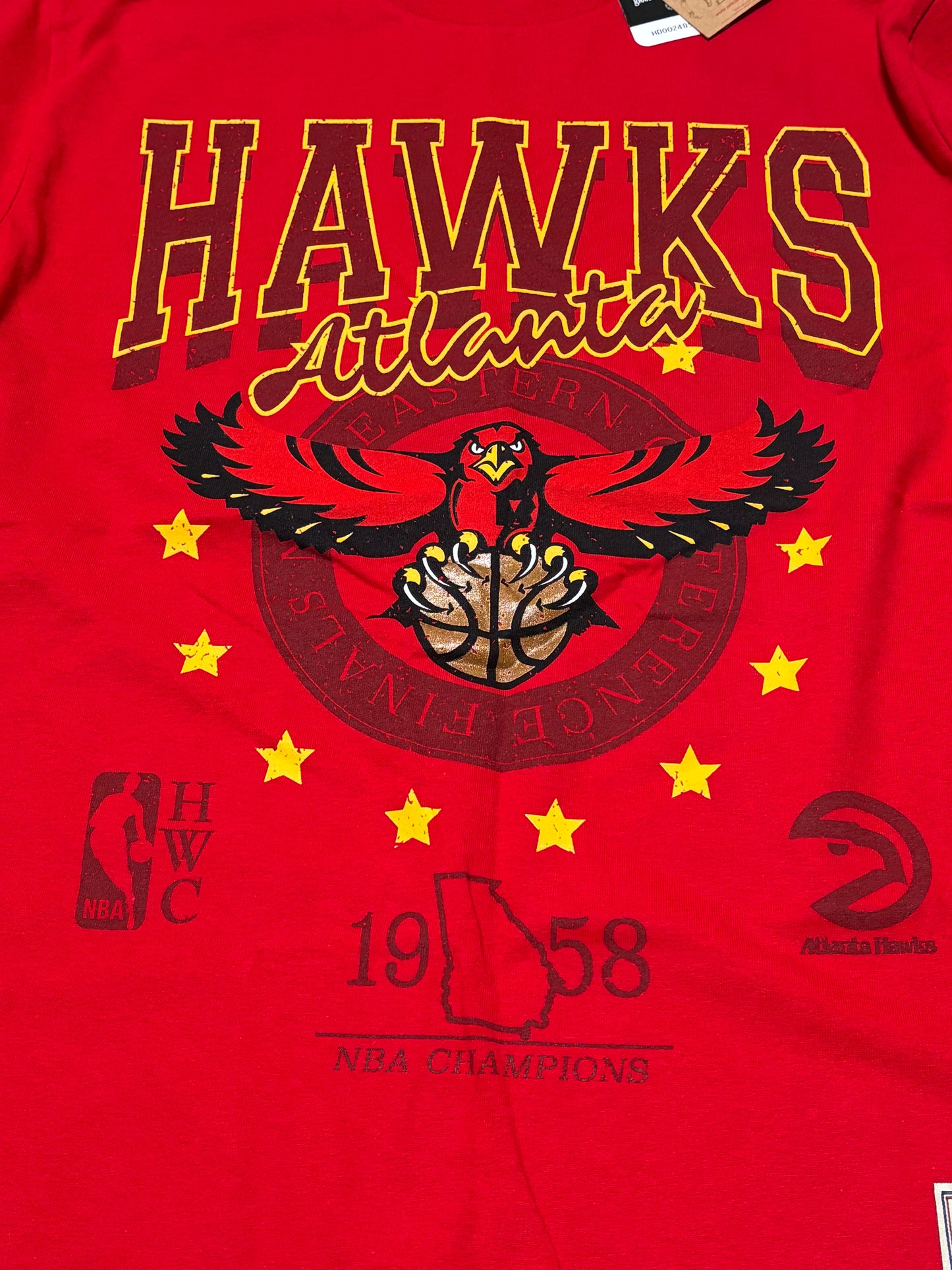 Atlanta Hawks Mitchell & Ness Hardwood Classic HWC NBA Retro Oversized Long Sleeve T Shirt Red Women’s Medium M New NWT