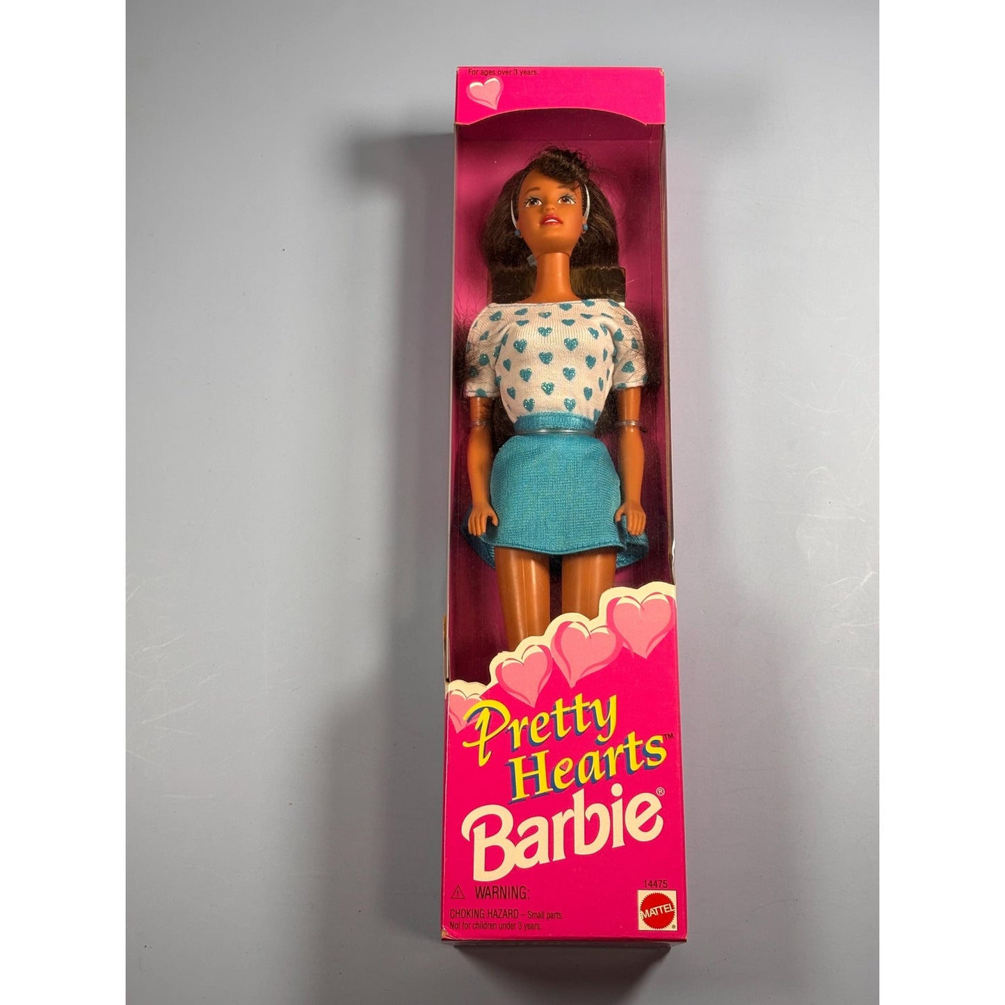 Pretty Hearts Barbie Doll Brunette 1995 Mattel #14475 New Blue Skirt Vintage