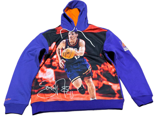 Steve Nash Phoenix Suns Mitchell & Ness NBA Retro Player Burst Face Graphic Pullover Hoodie Sweat Shirt Purple Mens L Large New NWOT