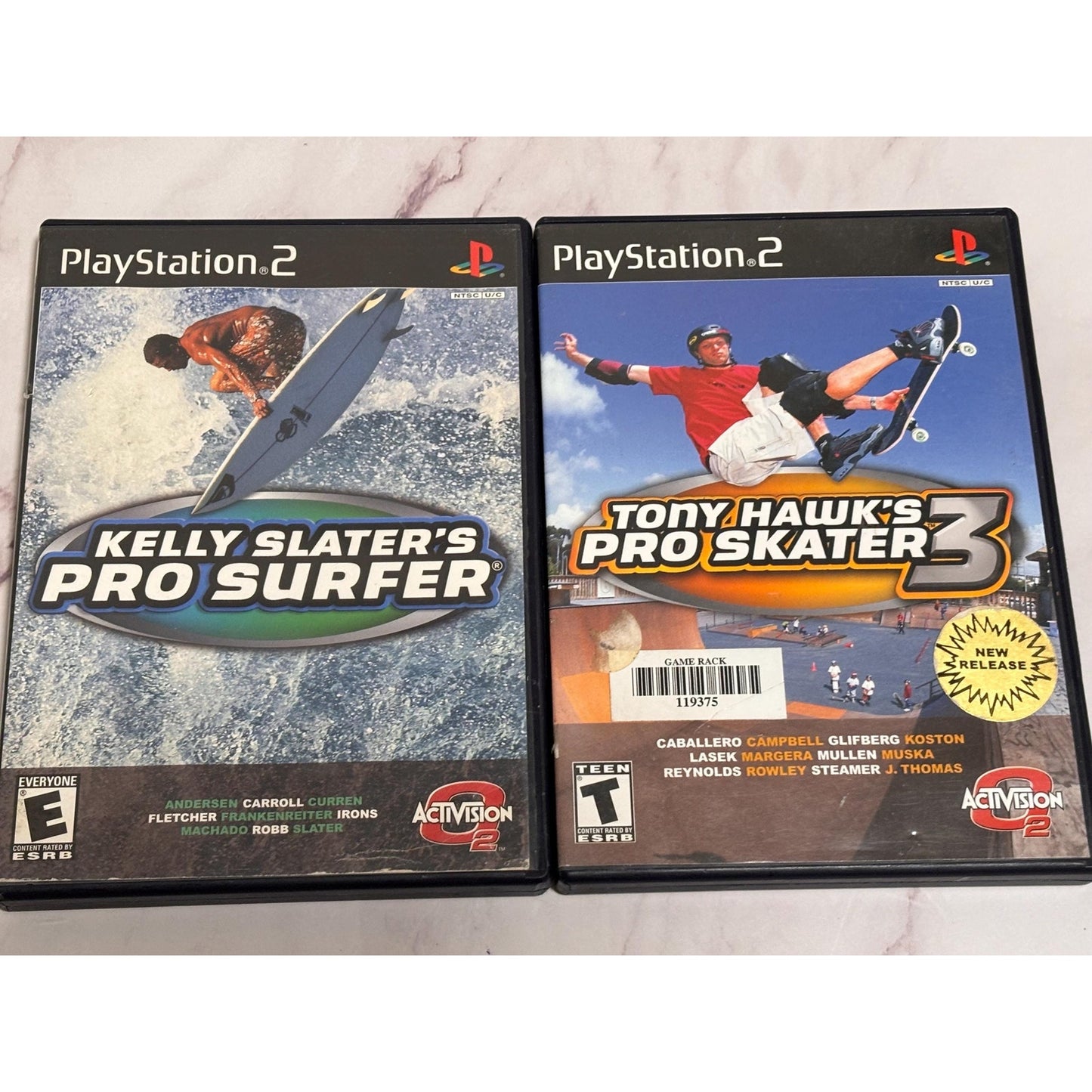 Lot of 2 Play Station PS2 Games Tony Hawk Pro Skater 3 Kelly Slater Pro Surfer