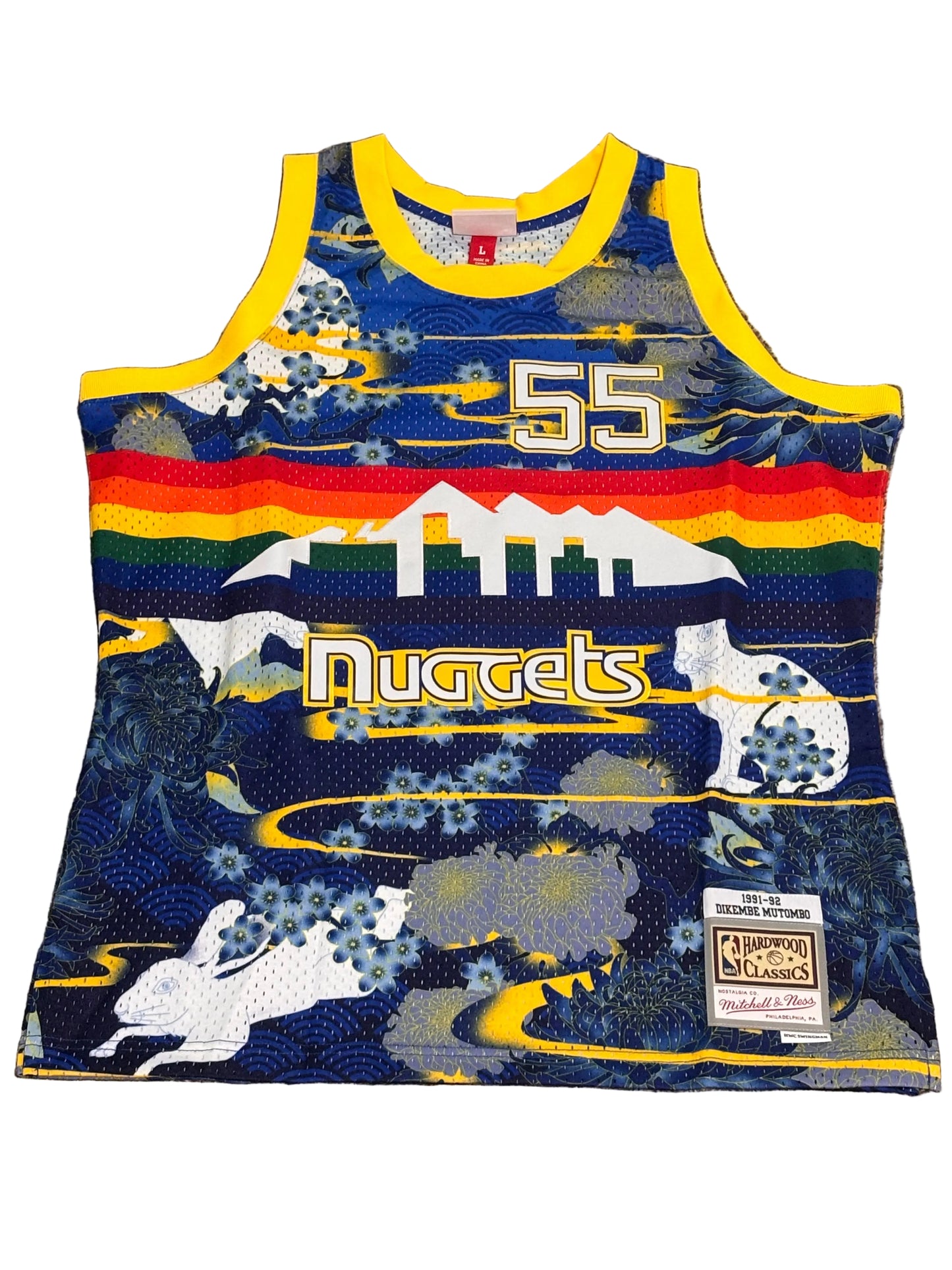 Denver Nuggets #55 Mitchell & Ness NBA Dikembe Mutombo Lunar New Year HWC 1991-92 Hardwood Classic Swingman Blue Jersey Men’s L Large NWOT New