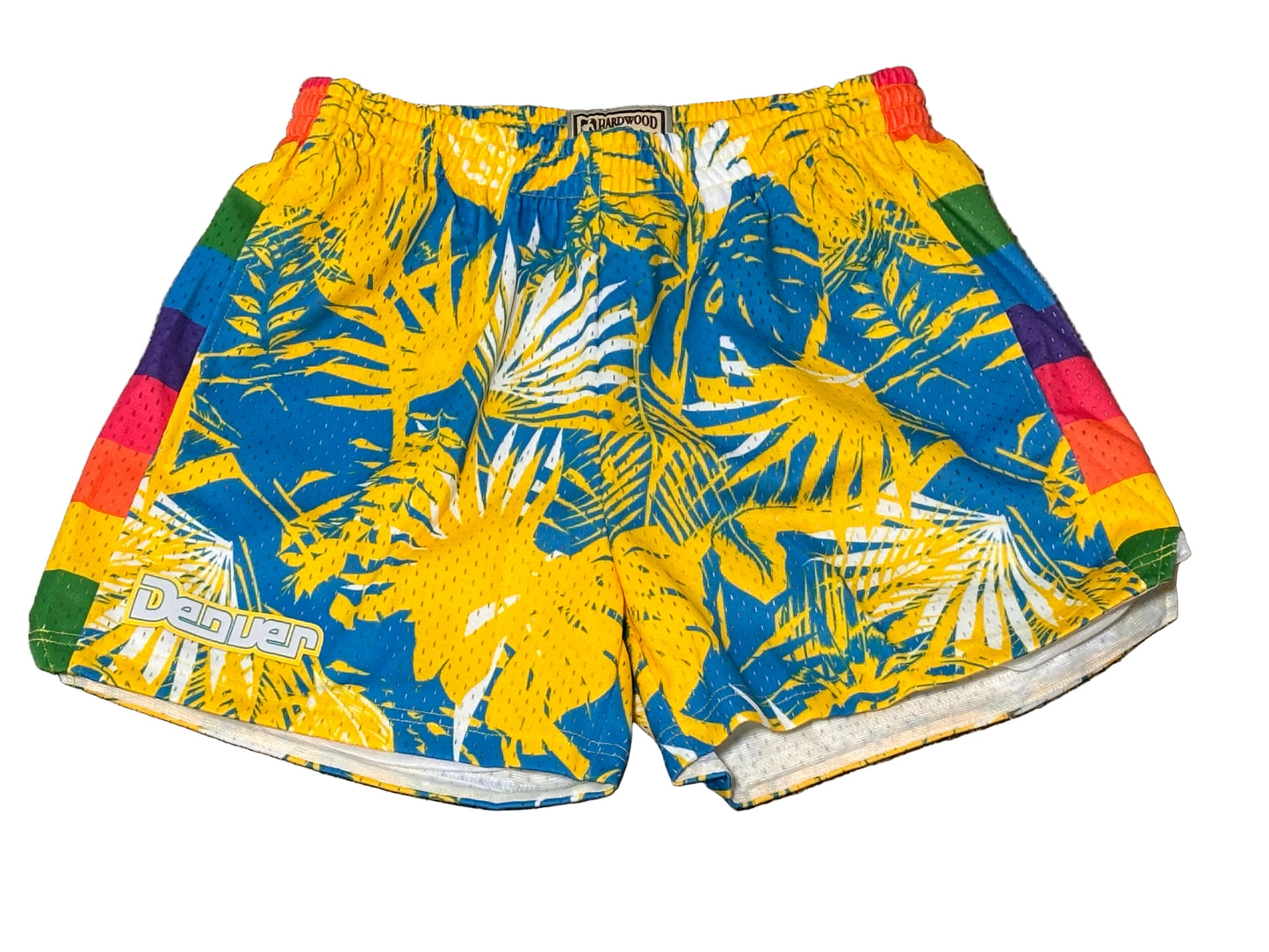 Denver Nuggets Mitchell & Ness Tropical Floral NBA HWC 1991-92 Hardwood Classic Blue Yellow Shorts Women’s M Medium NWOT New