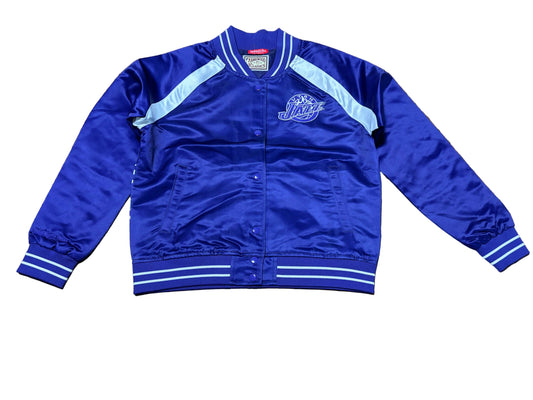 Utah Jazz Mitchell & Ness NBA Retro Hardwood Classic HWC Full-Snap Button Pullover Long Sleeve Wind Breaker Jacket Women’s Purple Teal White Medium M New NWOT