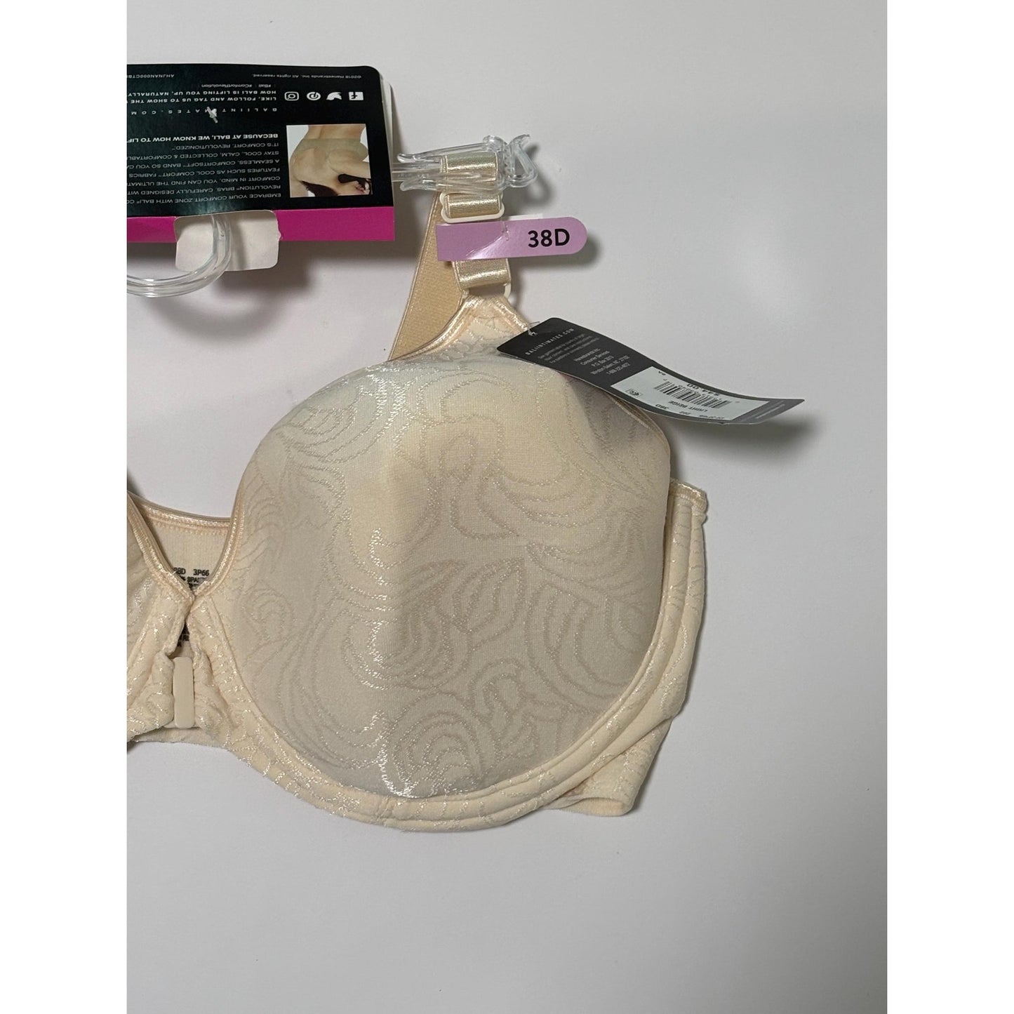Bali bra Front Closure 38D underwire style 3P66 Comfort beige NWT