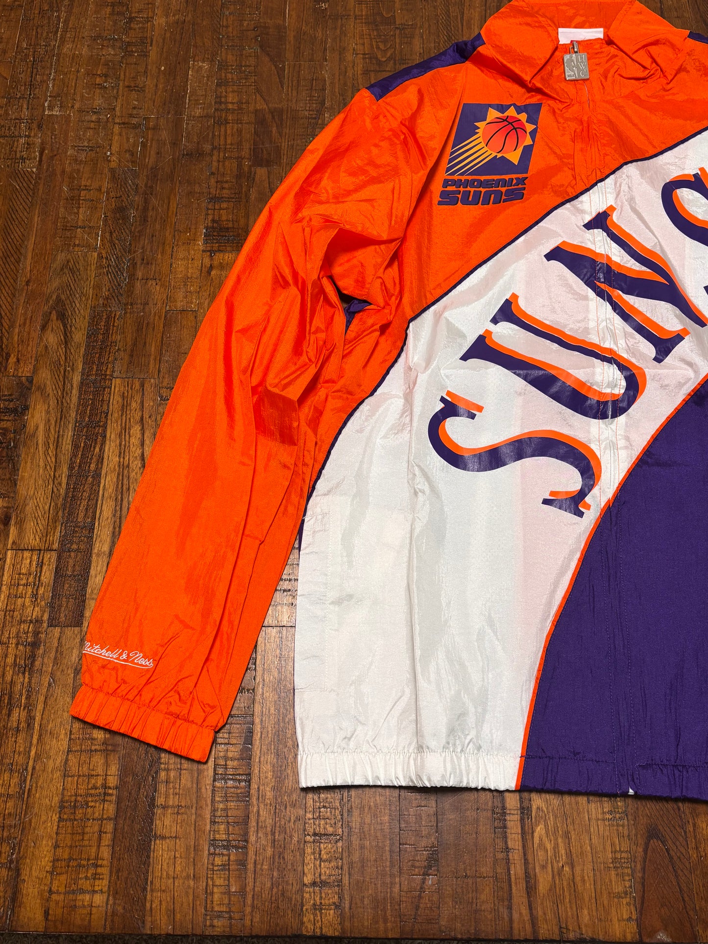 Phoenix Suns Mitchell & Ness NBA Retro Hardwood Classic HWC Lined Full-Zip Windbreaker Jacket White Orange Purple Mens L Large New NWOT