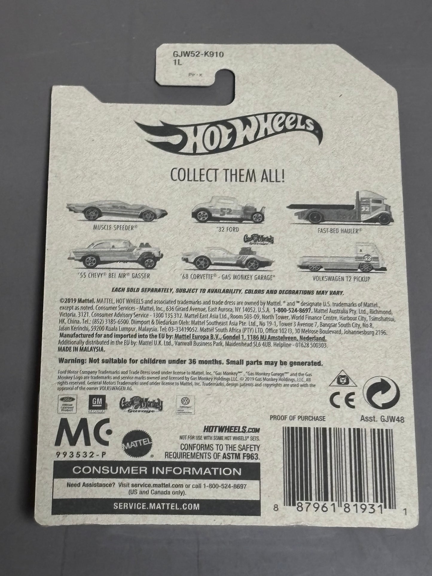 Hot Wheels '68 Corvette Gas Monkey Garage 1:64 Diecast Car White