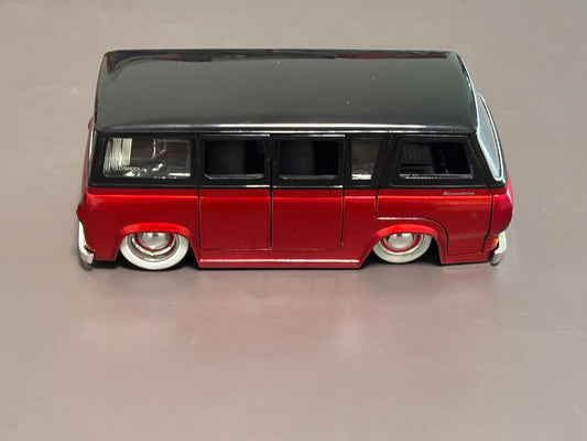 1965 Ford Econoline Bus - Red & Black 1/24 Scale by Jada