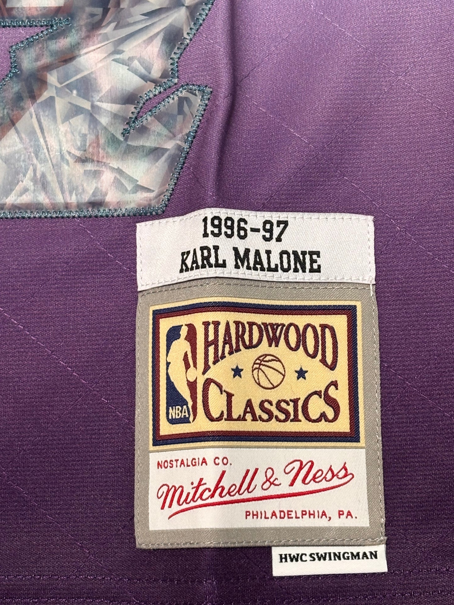 Karl Malone Utah Jazz Mitchell & Ness NBA Retro Hardwood Classic HWC Swingman 1996-97 Road 75th Anniversary Diamond Jersey Blue Mens Large L New NWOT