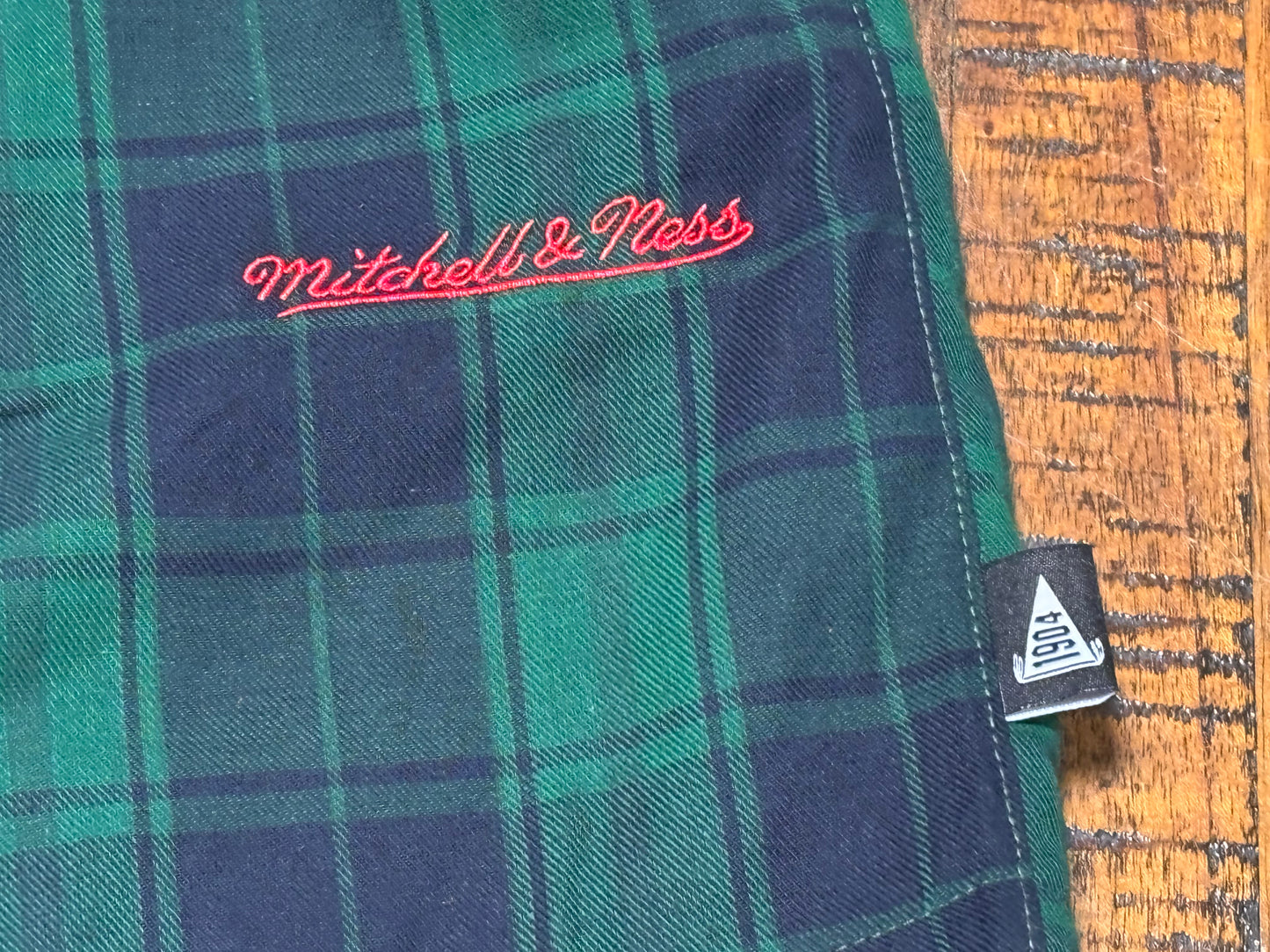 Mitchell & Ness Branded Plaid Shorts Drawstring Green Mens Large L New NWOT