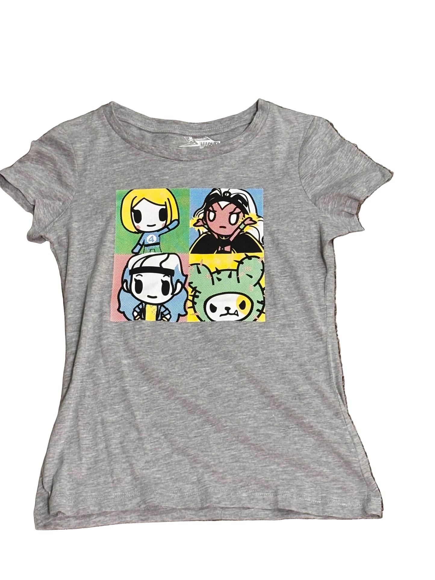 TokiDoki X Marvel 2012 Women’s Youth Marvel Pop Tee T Shirt Grey Heather Anime New NWT Small S