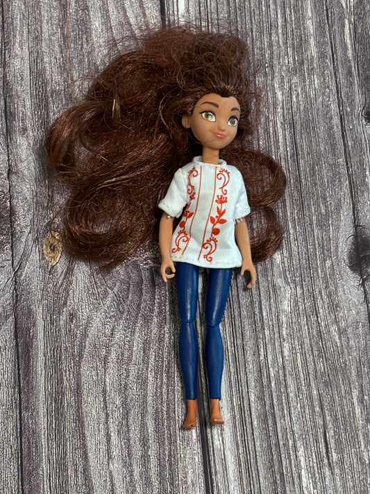 Mattel Spirit Riding Free Lucky Doll 5.5" brown hair white orange shirt blue