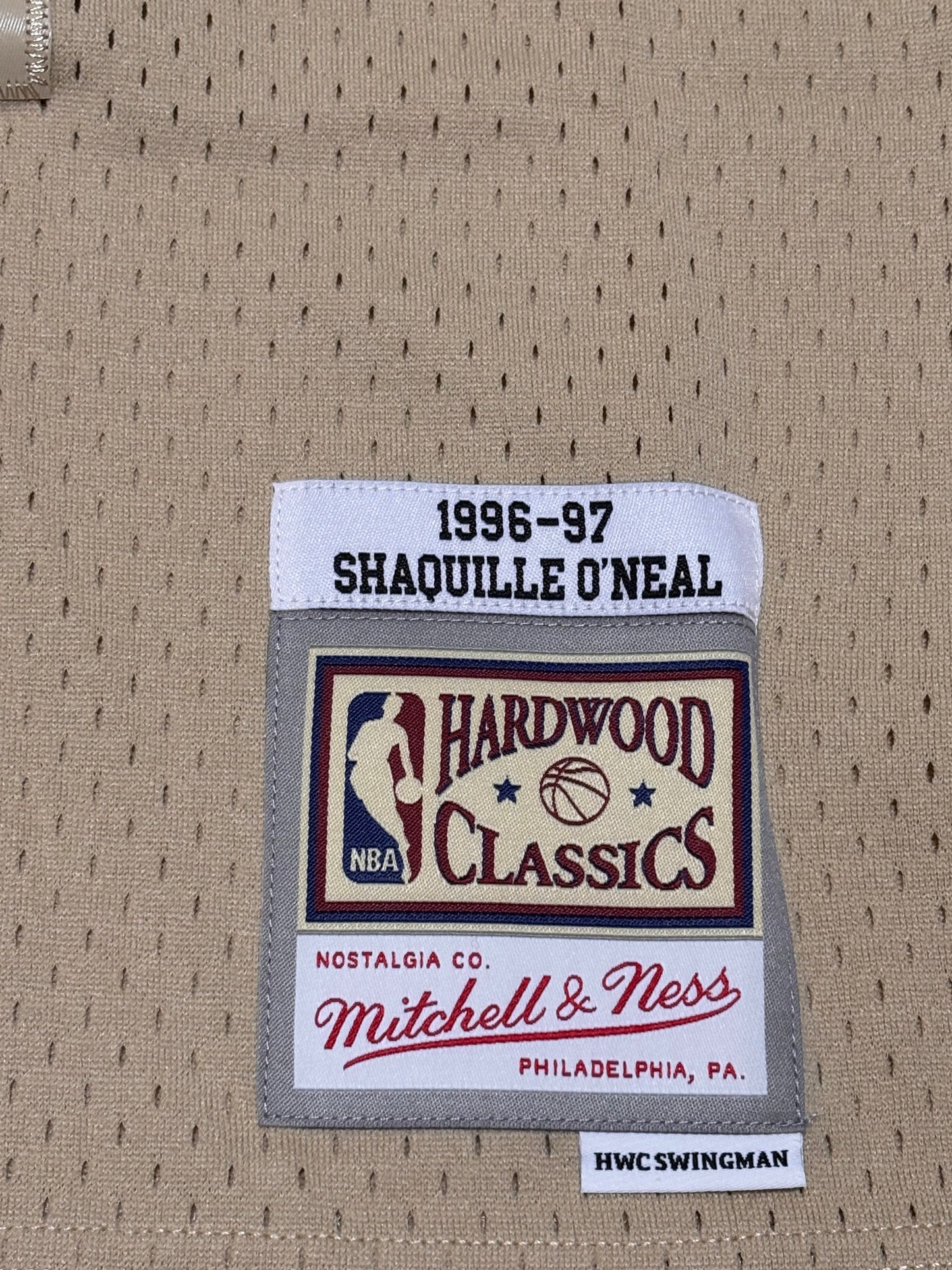 Shaq Shaquille O’Neal Los Angeles LA Lakers Mitchell & Ness NBA Retro HWC Hardwood Classic Swingman 1996-97 Shirt Jersey Cream Khaki Men’s Large L New NWOT