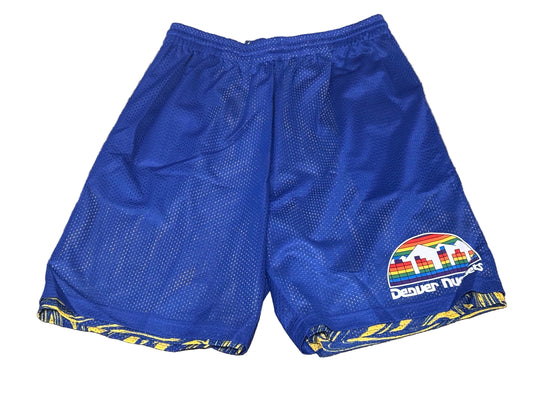 Denver Nuggets Mitchell & Ness 1991/92 Retro Reversible Shorts Blue Gold Rainbow Men’s Large L New NWOT