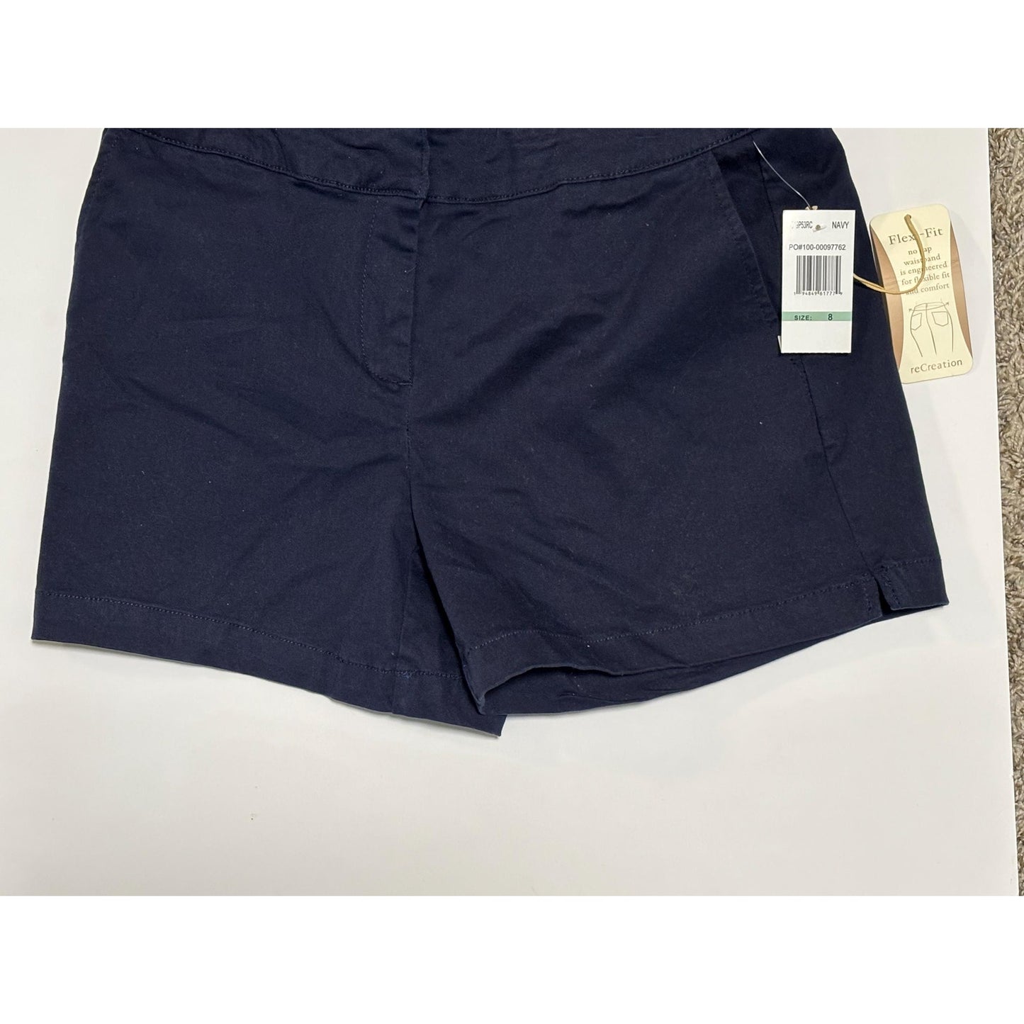 Re Creation Woman’s Navy Blue Flex Stretch Shorts Size 8 NWT
