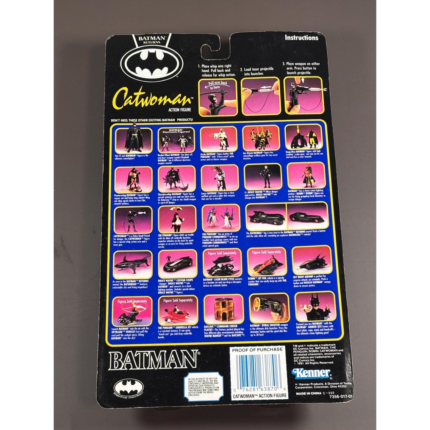 1991 Kenner Batman Returns Series Catwoman Action Figure Whipping Arm Action