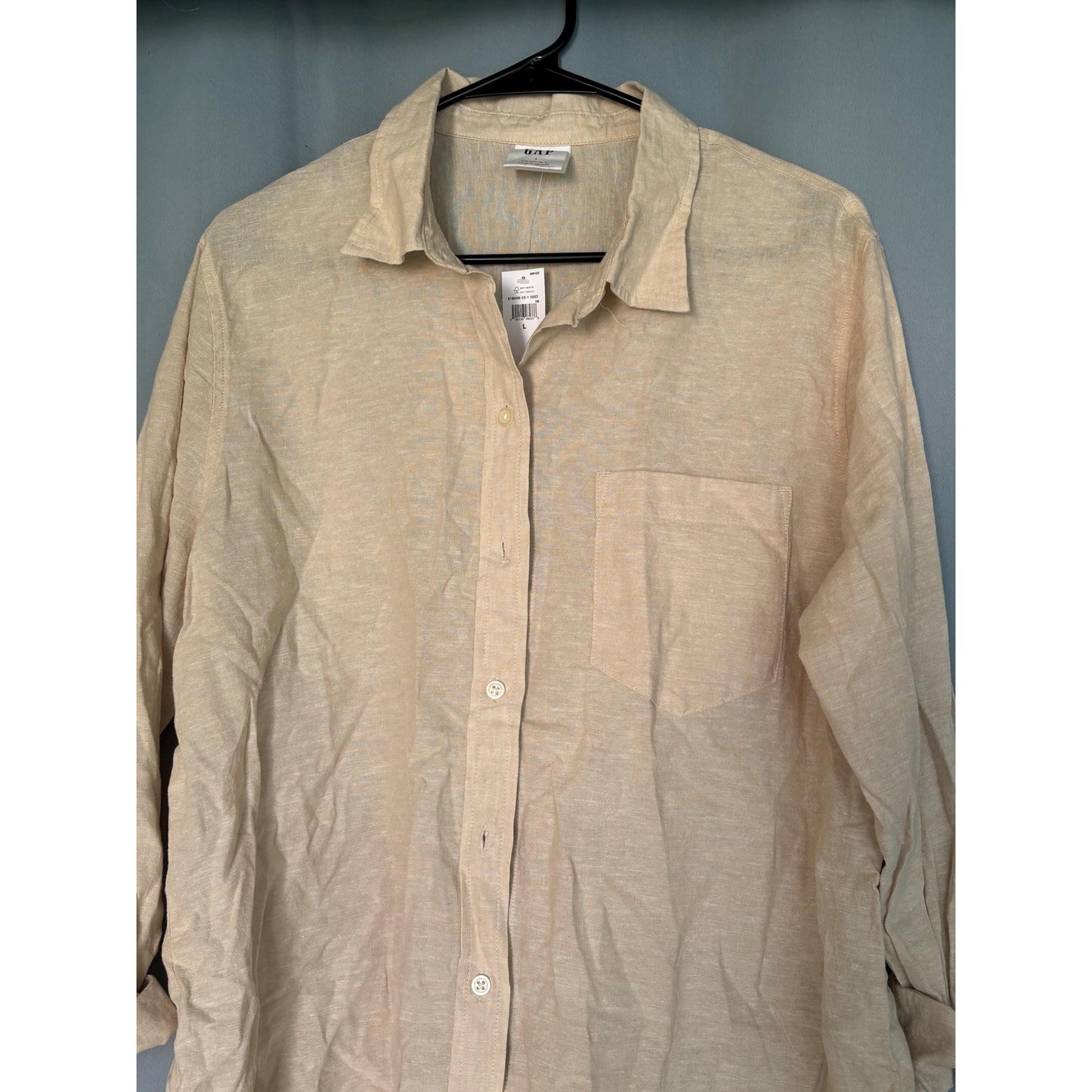 Gap The Easy Shirt Button Down Dress Shirt Sand Khaki L NWT