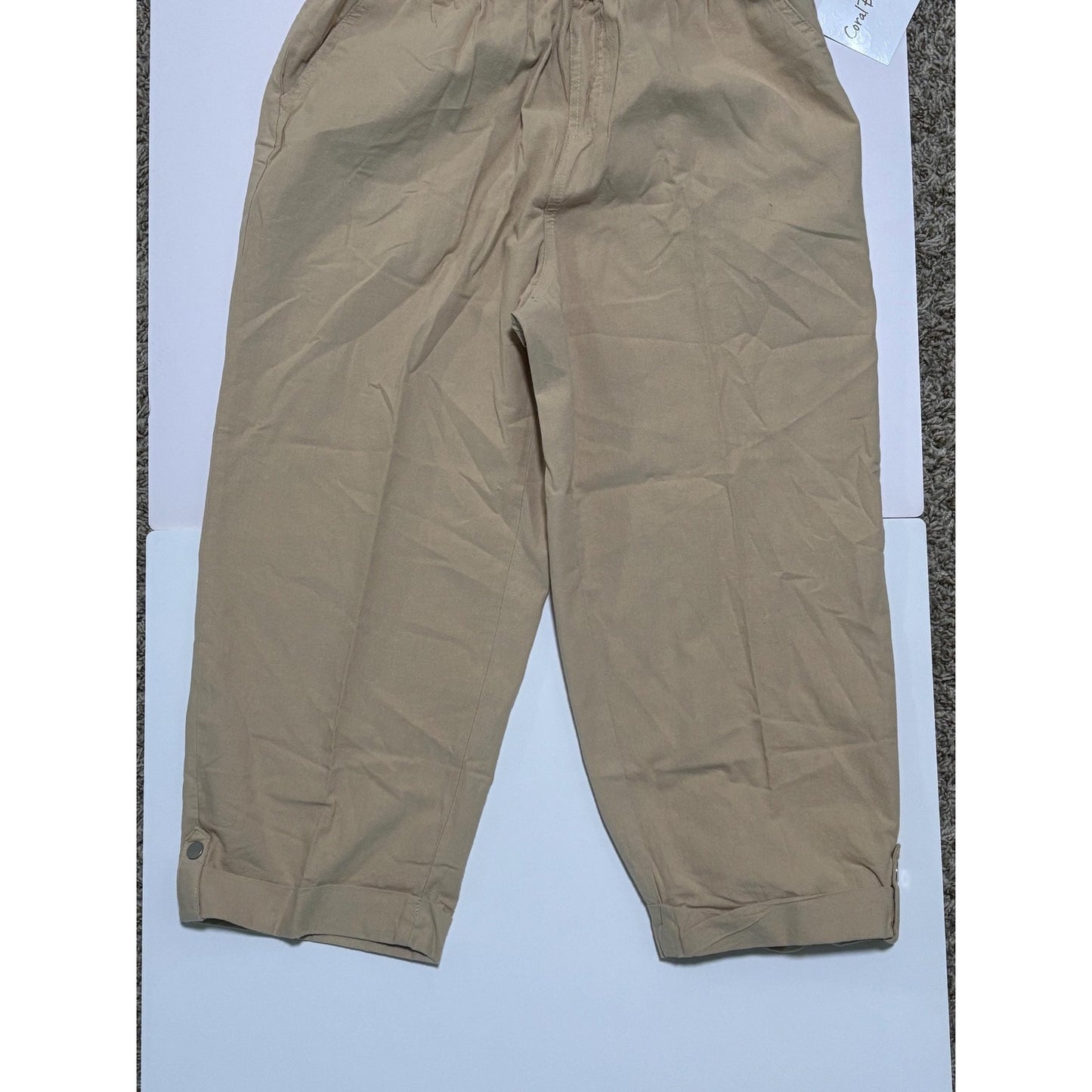 Coral Bay Woman’s Beige Brown Stretch Pants Size Small 100% Cotton NWT