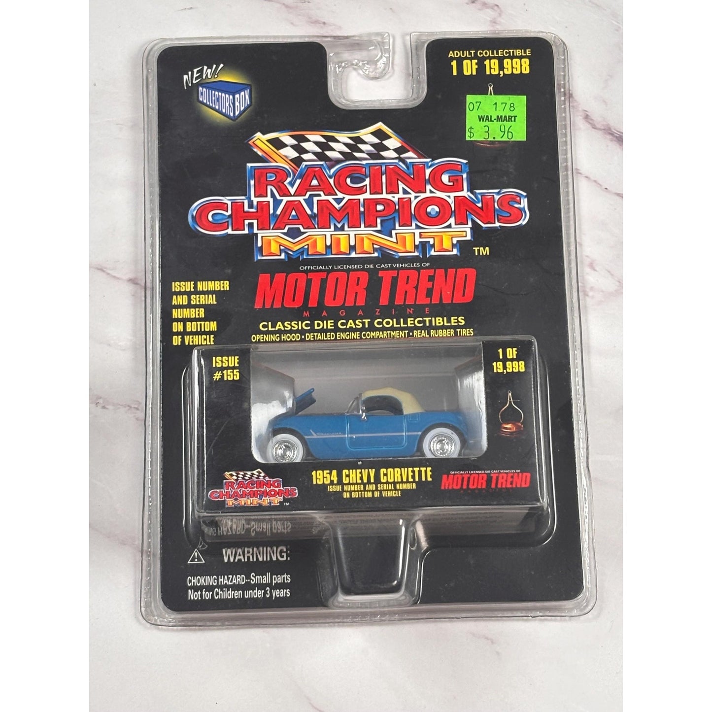 Racing Champions Mint Motor Trend 1954 Chevy Corvette Issue #155 Blue New 1998
