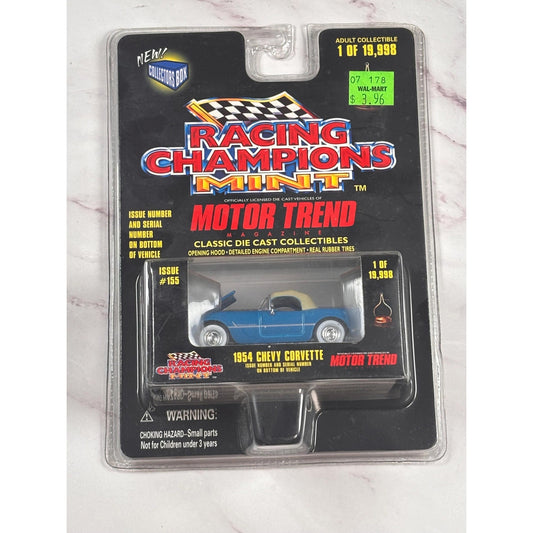 Racing Champions Mint Motor Trend 1954 Chevy Corvette Issue #155 Blue New 1998