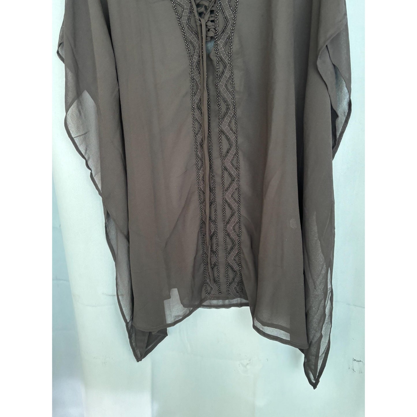 RAVIYA Crochet-Trim Cover-Up Tunic-Black Small Pool Beach S NWT