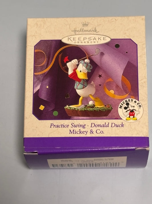 Hallmark Keepsake Ornament Practice Swing Donald Duck Mickey and Co 1998