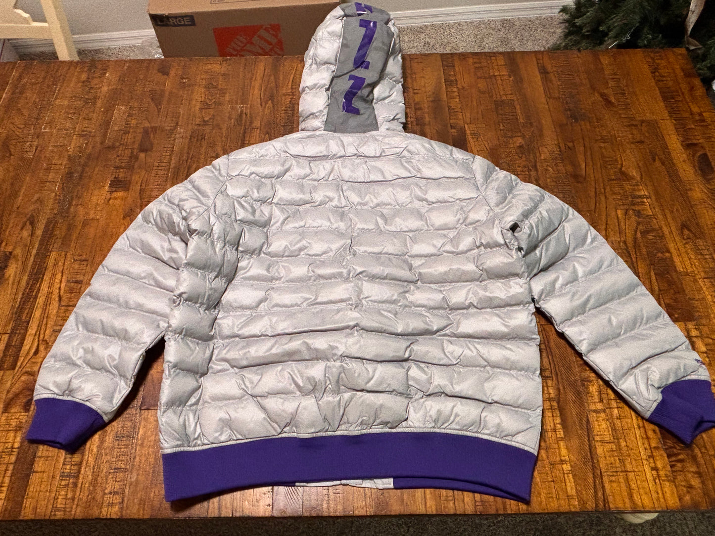 Utah Jazz Mitchell & Ness NBA Retro Hardwood Classic HWC Starter Puffer Winter Full Zipper Pullover Hooded Hood Jacket  Purple Gray Silver Mens Large L New NWOT