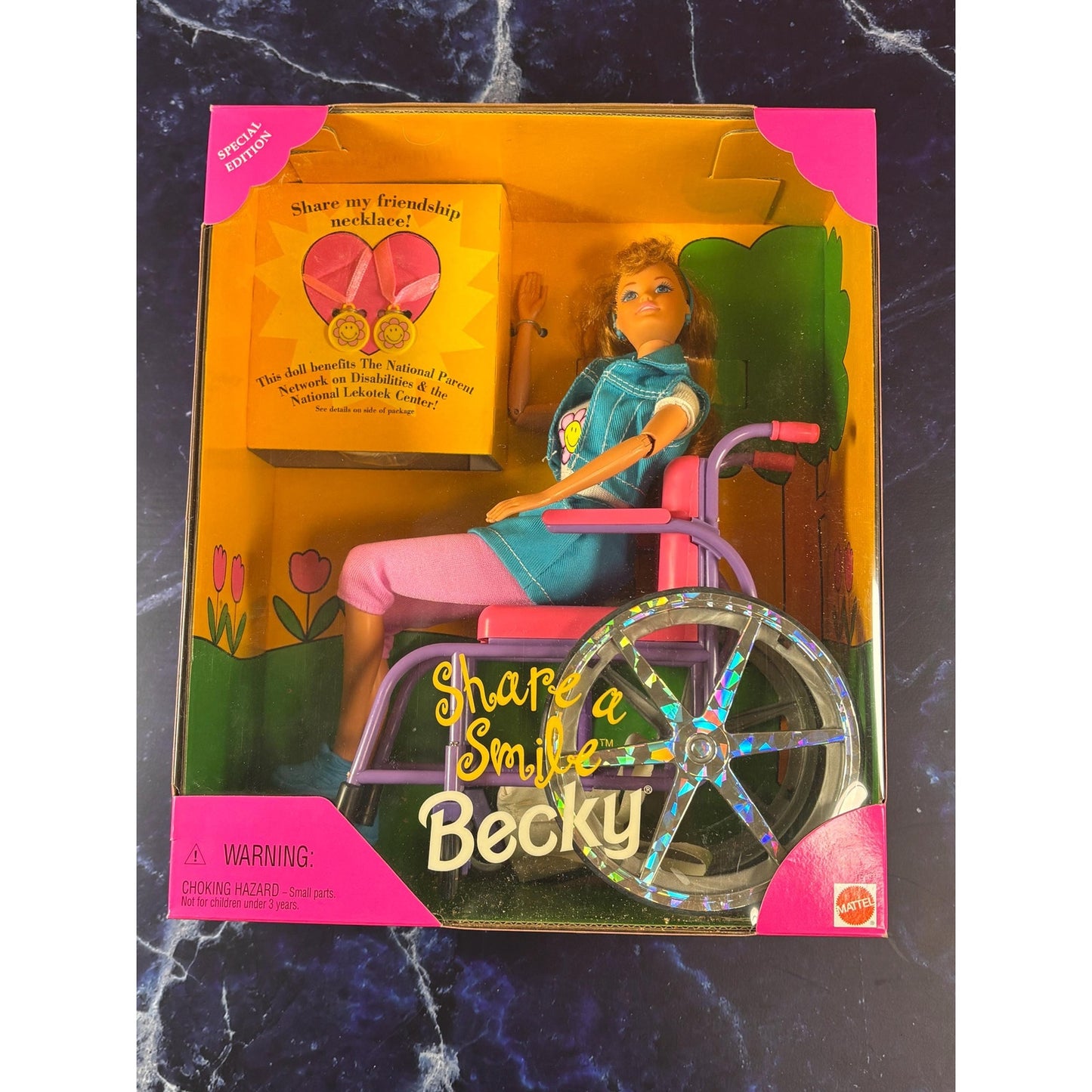 1996 Share Smile Becky Friend Barbie Wheelchair Vintage 15761 Necklace Toys R Us