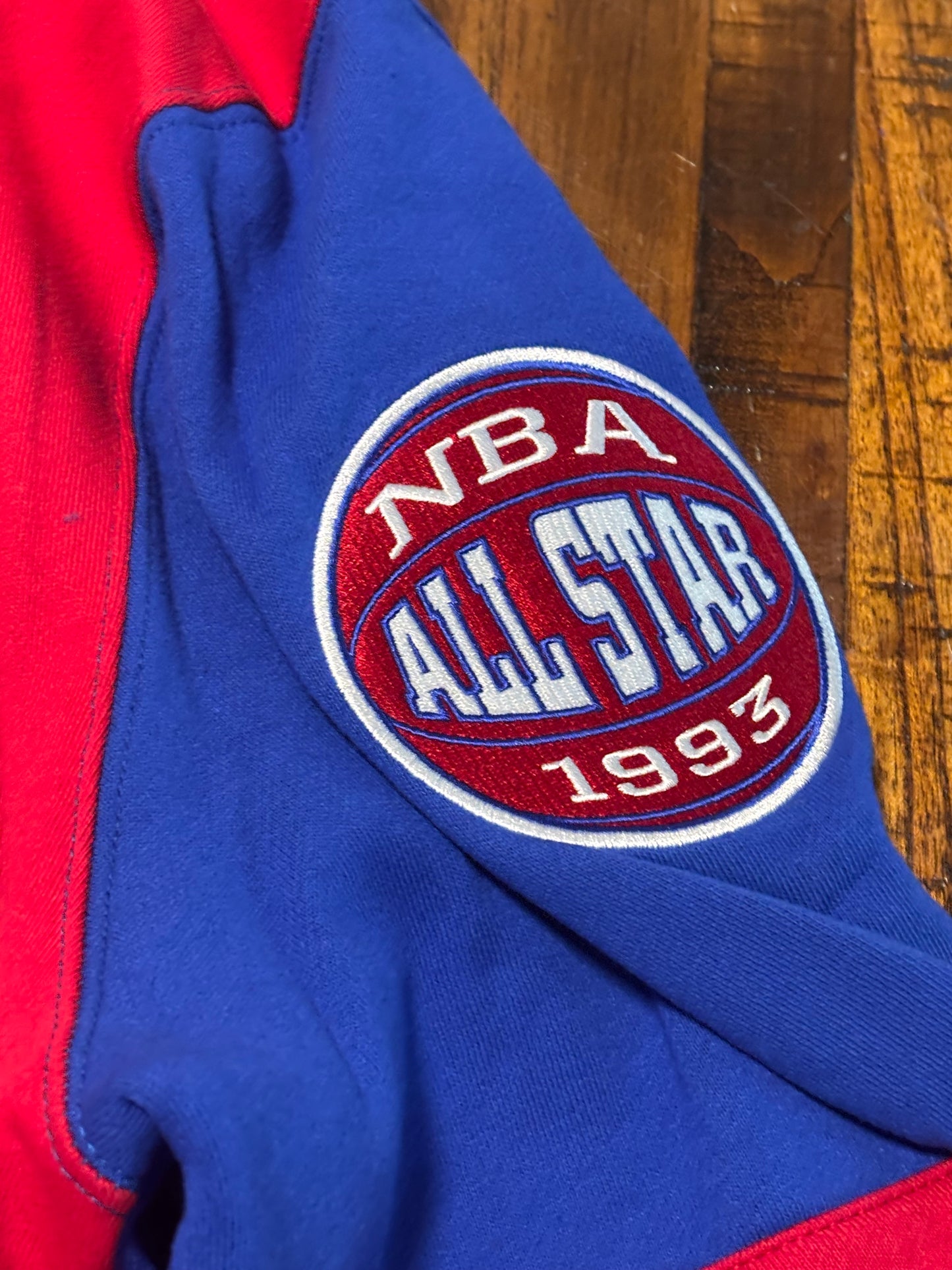 Mitchell & Ness NBA Retro Hardwood Classic HWC 1993 All Star Game Star Utah Long Sleeve Sweat Shirt Sweater Red Blue Men’s Large L New NWOT