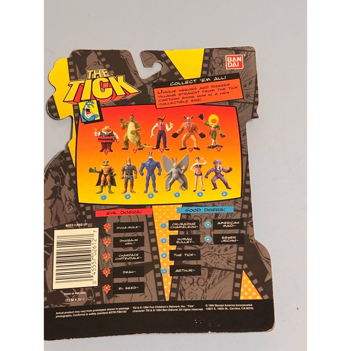 BanDai The Tick Fluttering Arthur Action Figure NIB 3.5” 1994 Vintage Series 1